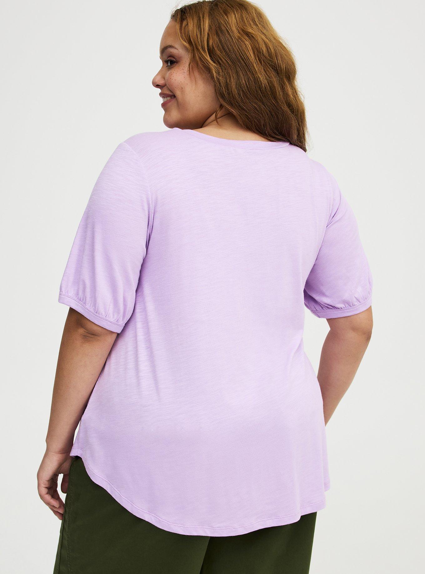 Vintage Slub Shirred Yoke V-Neck Tee, CROCUS PETAL, alternate