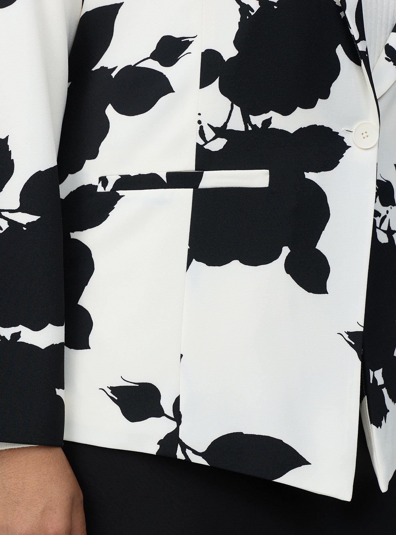 Studio Crepe Blazer, GRAPHIC ROSES FLORAL IVORY, alternate