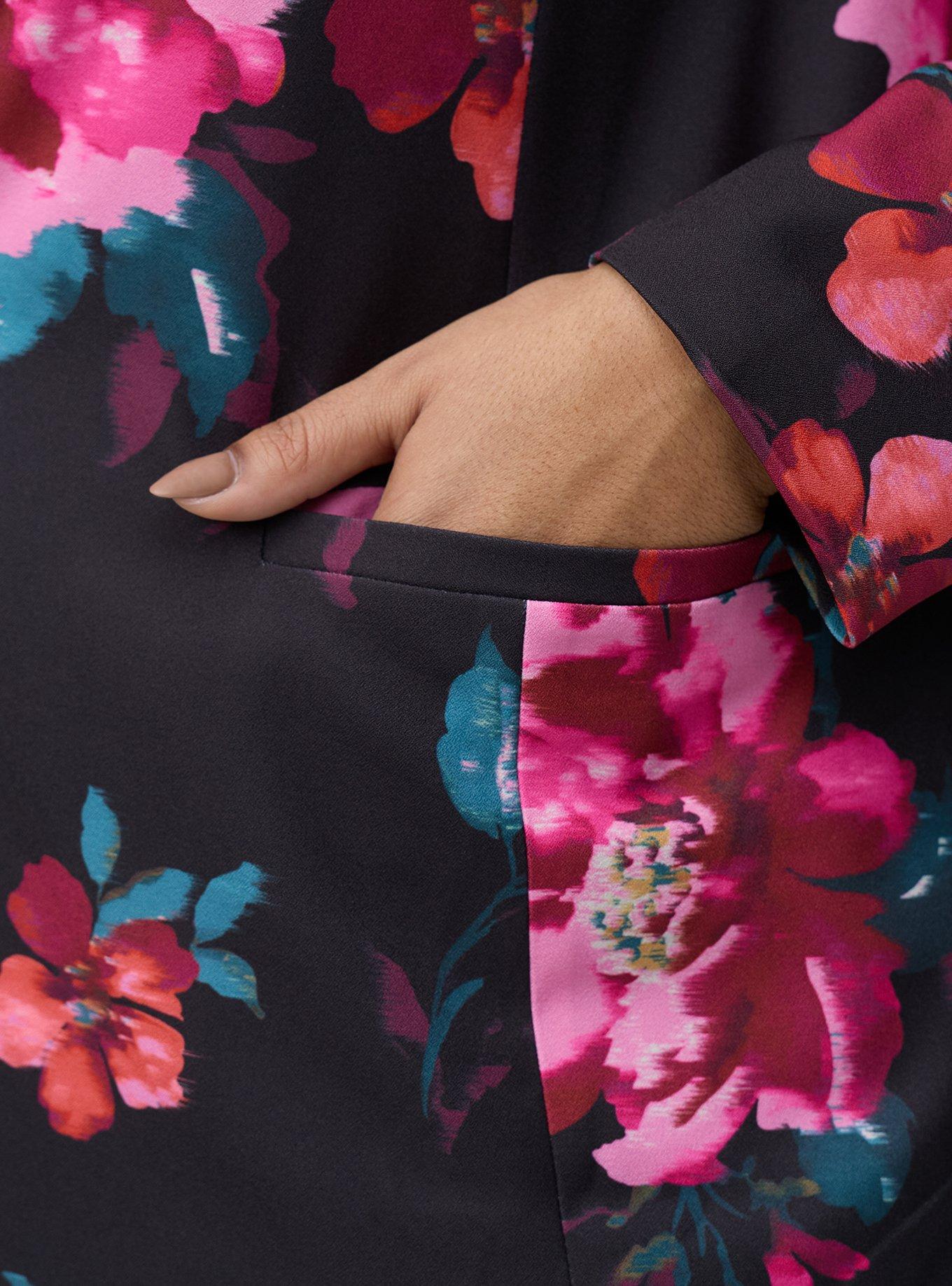 Studio Crepe Blazer, BLUSHING BLOOMS FLORAL BLACK, alternate