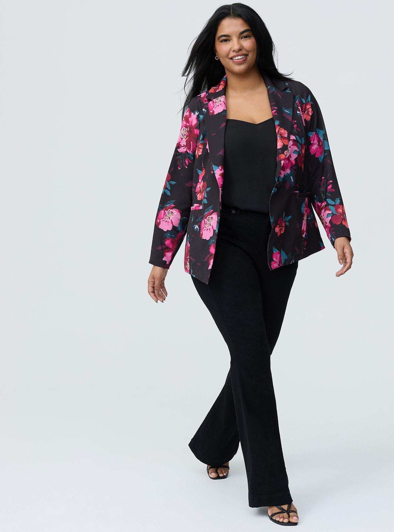 Studio Crepe Blazer, BLUSHING BLOOMS FLORAL BLACK, alternate