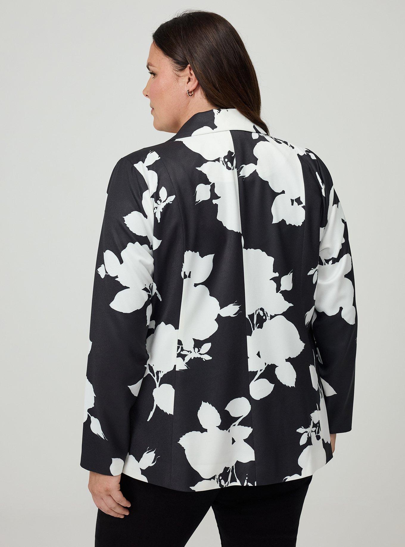 Studio Crepe Blazer, GRAPHIC ROSES FLORAL BLACK, alternate