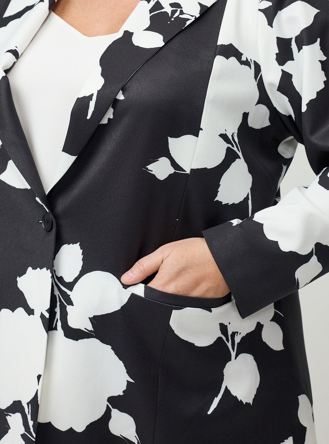 Studio Crepe Blazer, GRAPHIC ROSES FLORAL BLACK, alternate