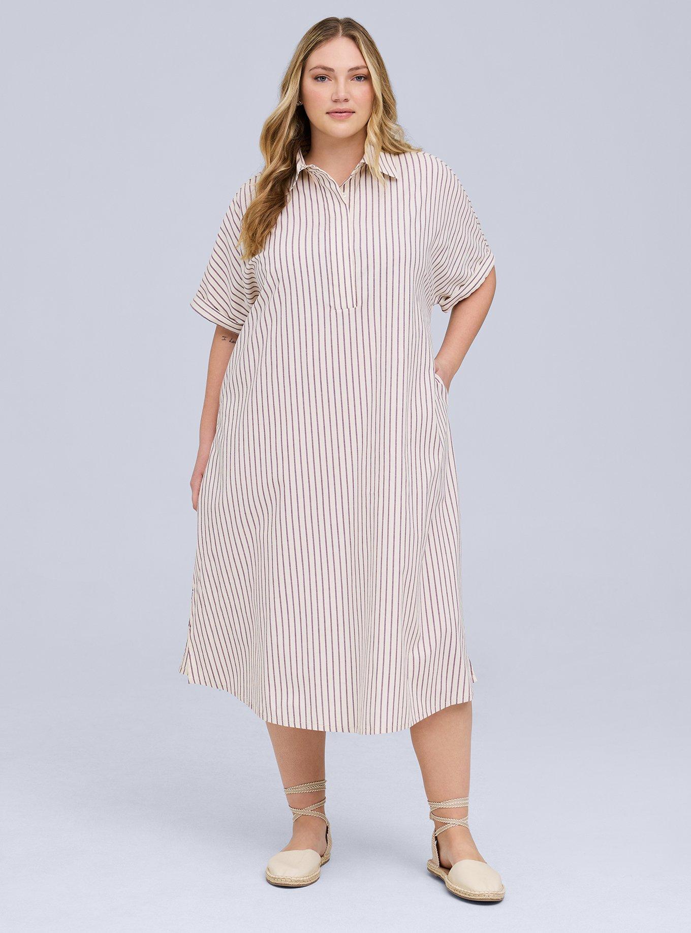 Belle Isle Midi Popover Dolman Dress, BELLE WINTER BLOOM WHITE STRIPE, hi-res