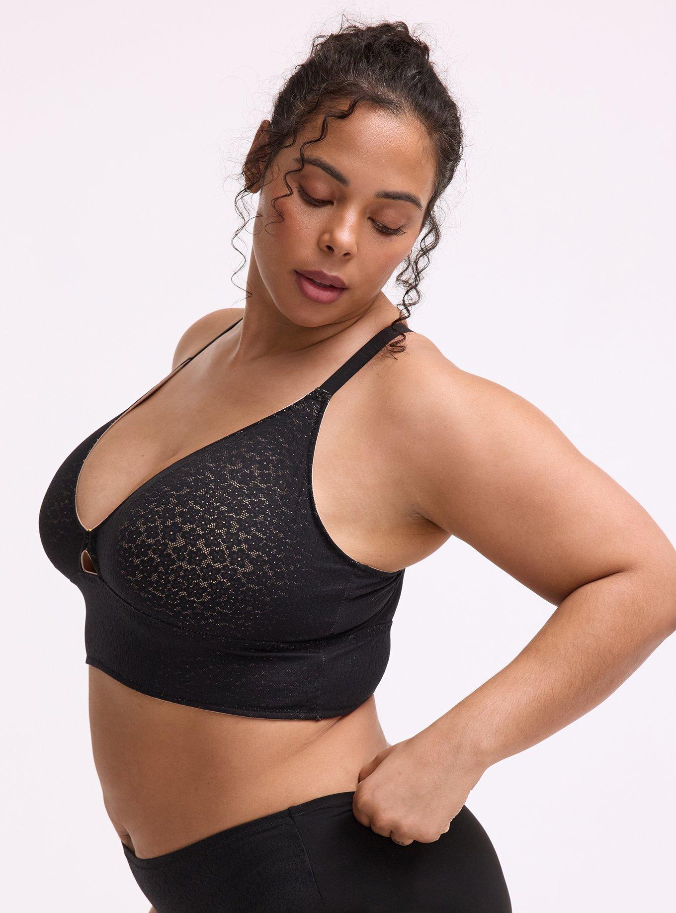 Unlined Lace Longline Bralette, RICH BLACK, alternate