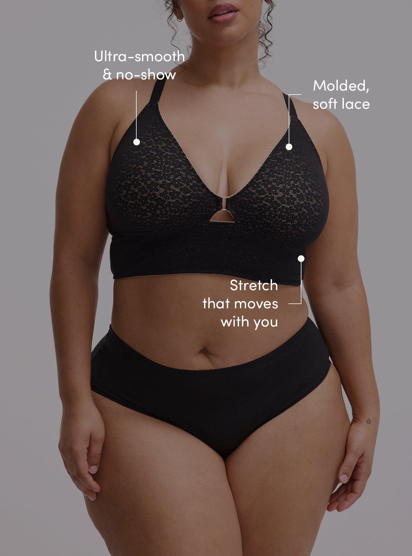 Unlined Lace Longline Bralette, RICH BLACK, alternate