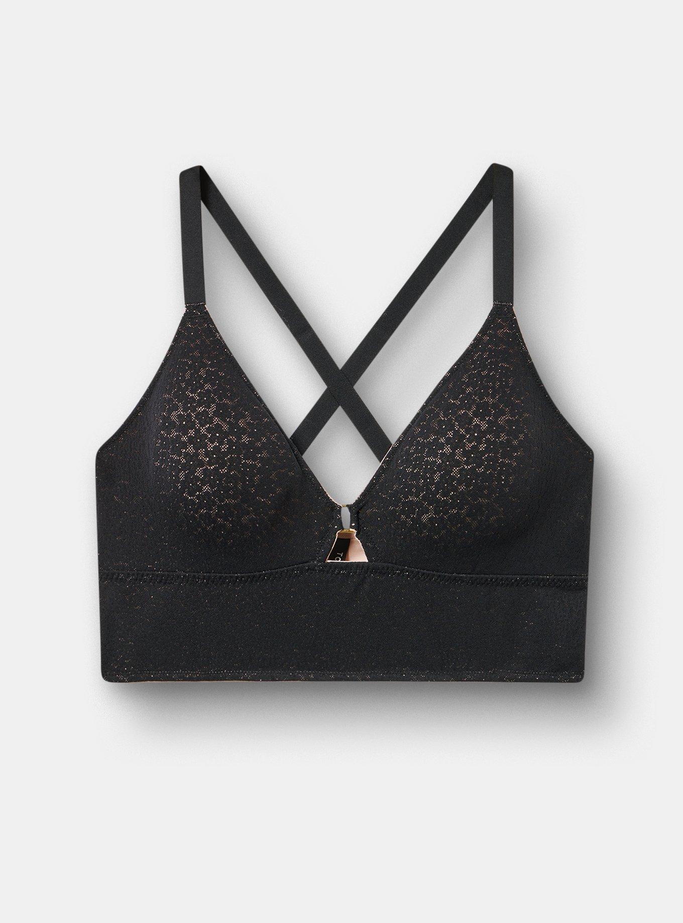 Unlined Lace Longline Bralette, RICH BLACK, hi-res