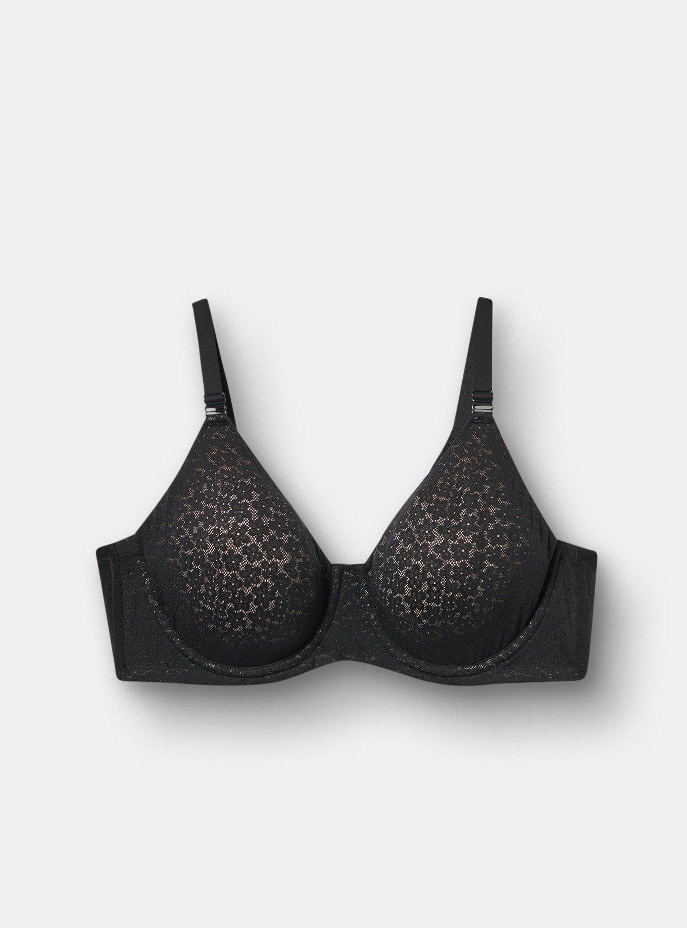 Full Coverage Unlined Lace Bra, RICH BLACK, hi-res