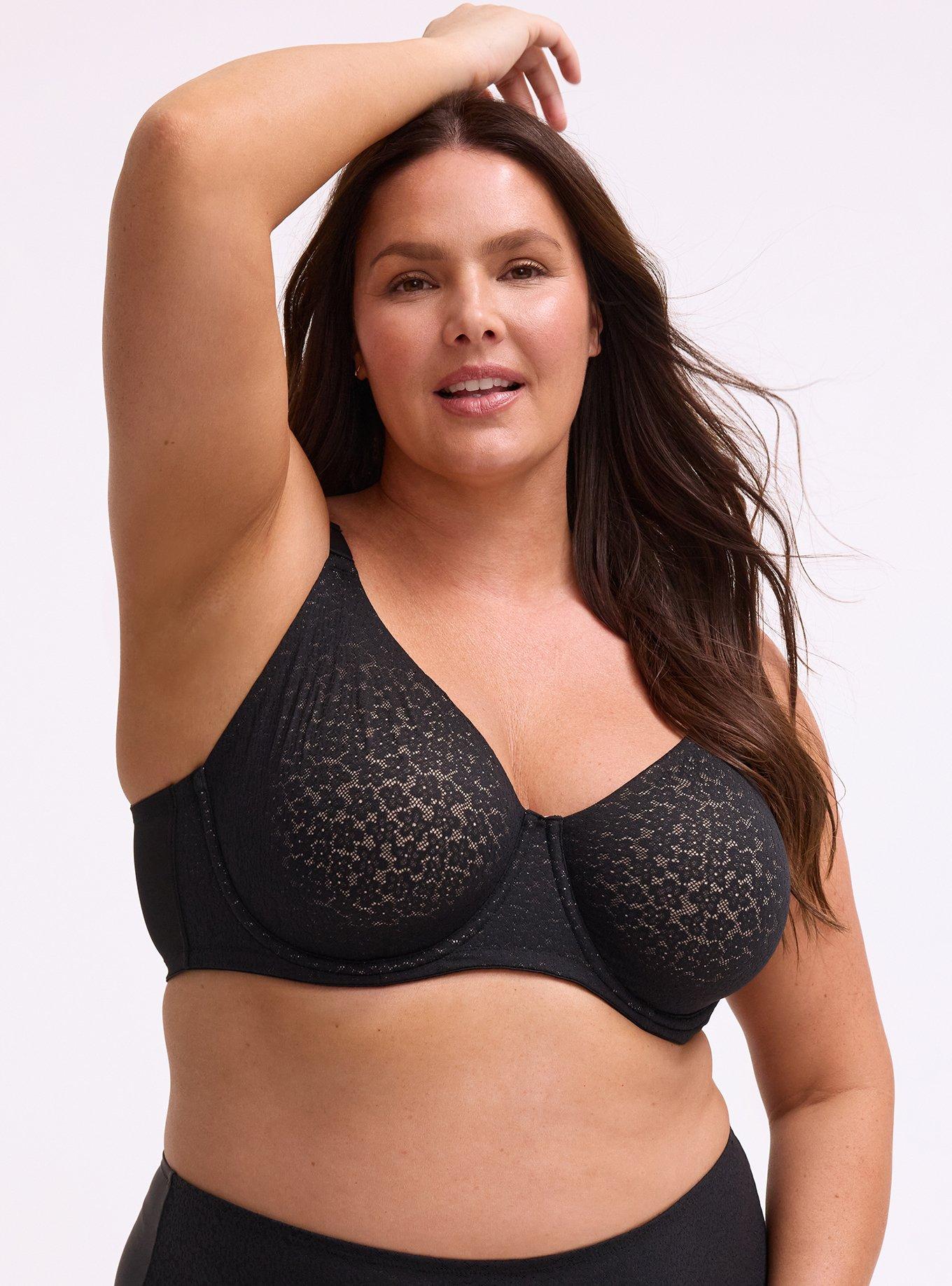 Full Coverage Unlined Lace Bra, RICH BLACK, hi-res