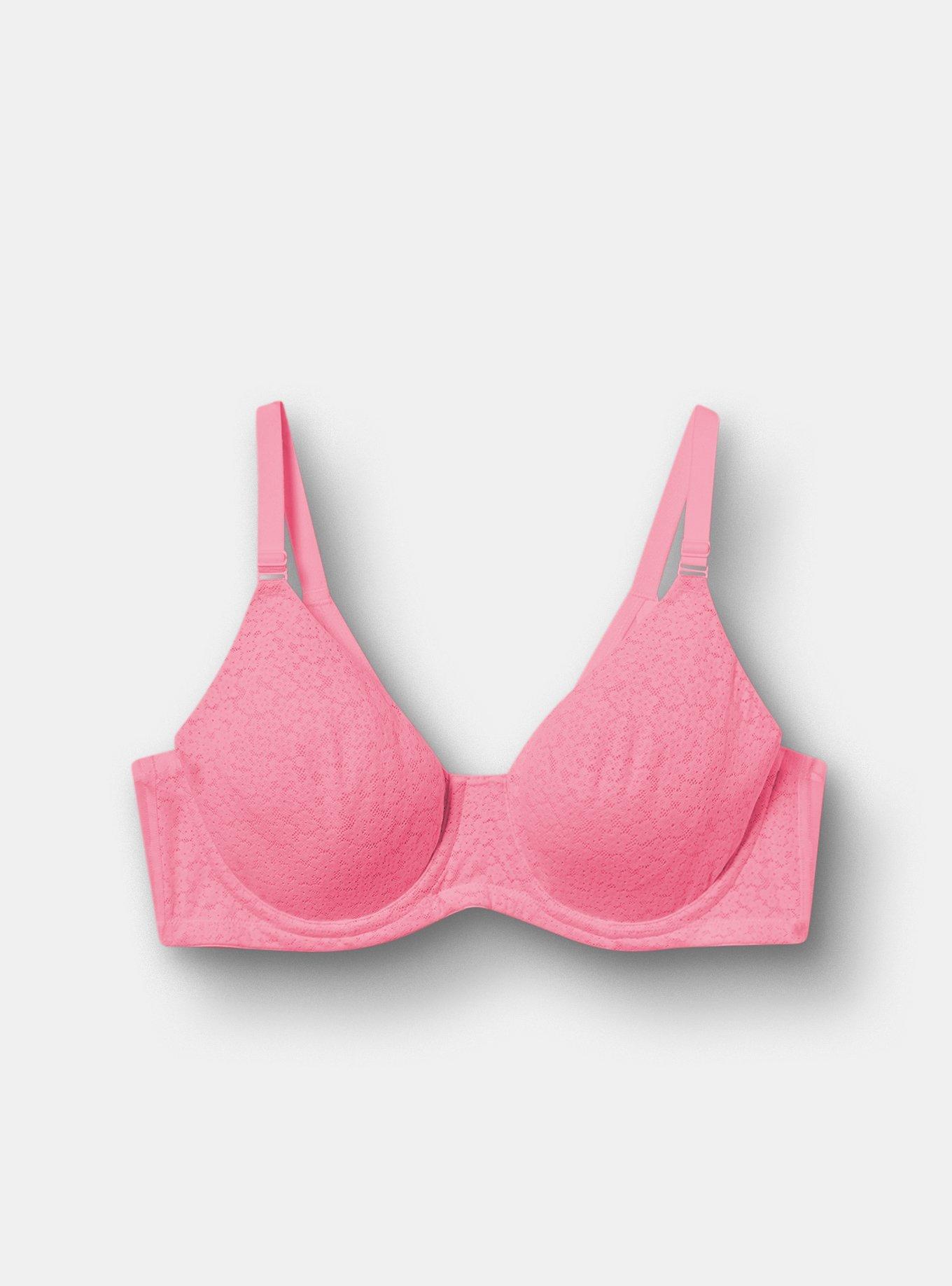Full Coverage Unlined Lace Bra, CAMELLIA ROSE, flat