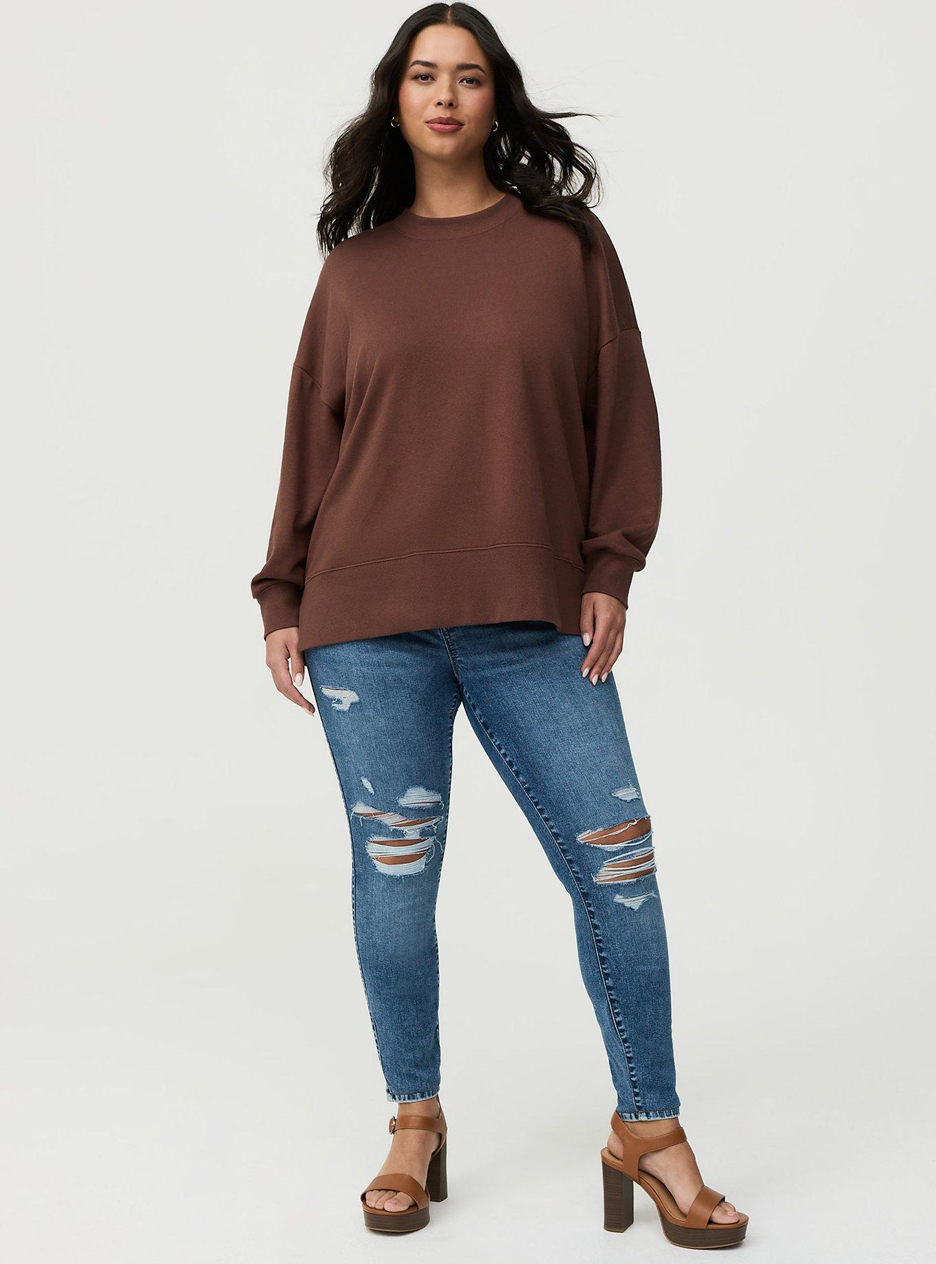 French Terry Drop Shoulder Sweatshirt, CHESTNUT, alternate