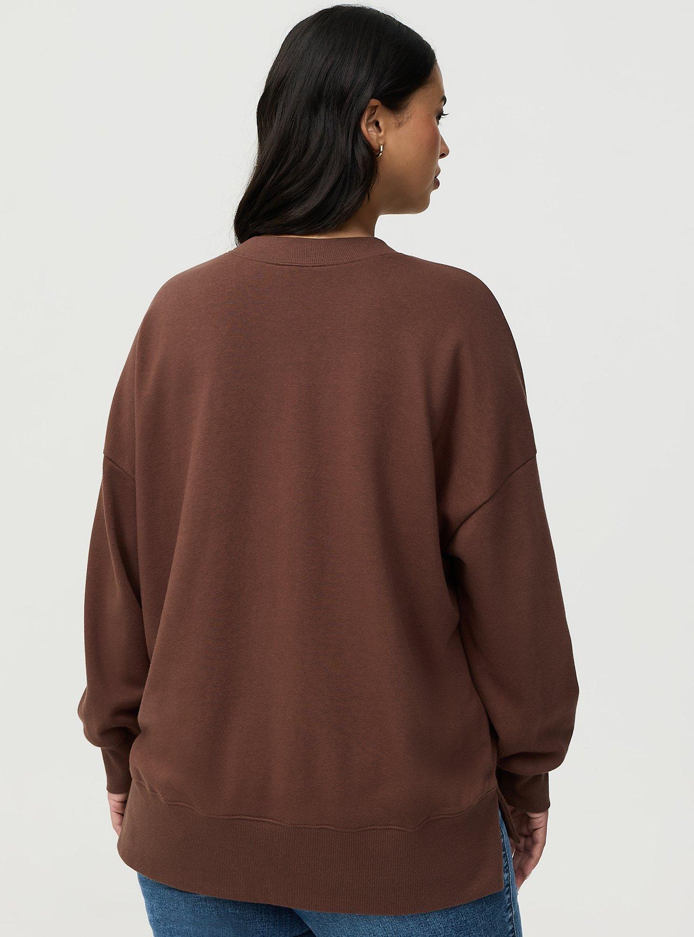 French Terry Drop Shoulder Sweatshirt, CHESTNUT, alternate