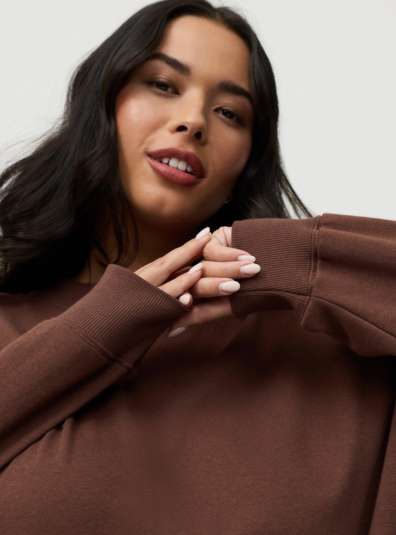 French Terry Drop Shoulder Sweatshirt, CHESTNUT, alternate