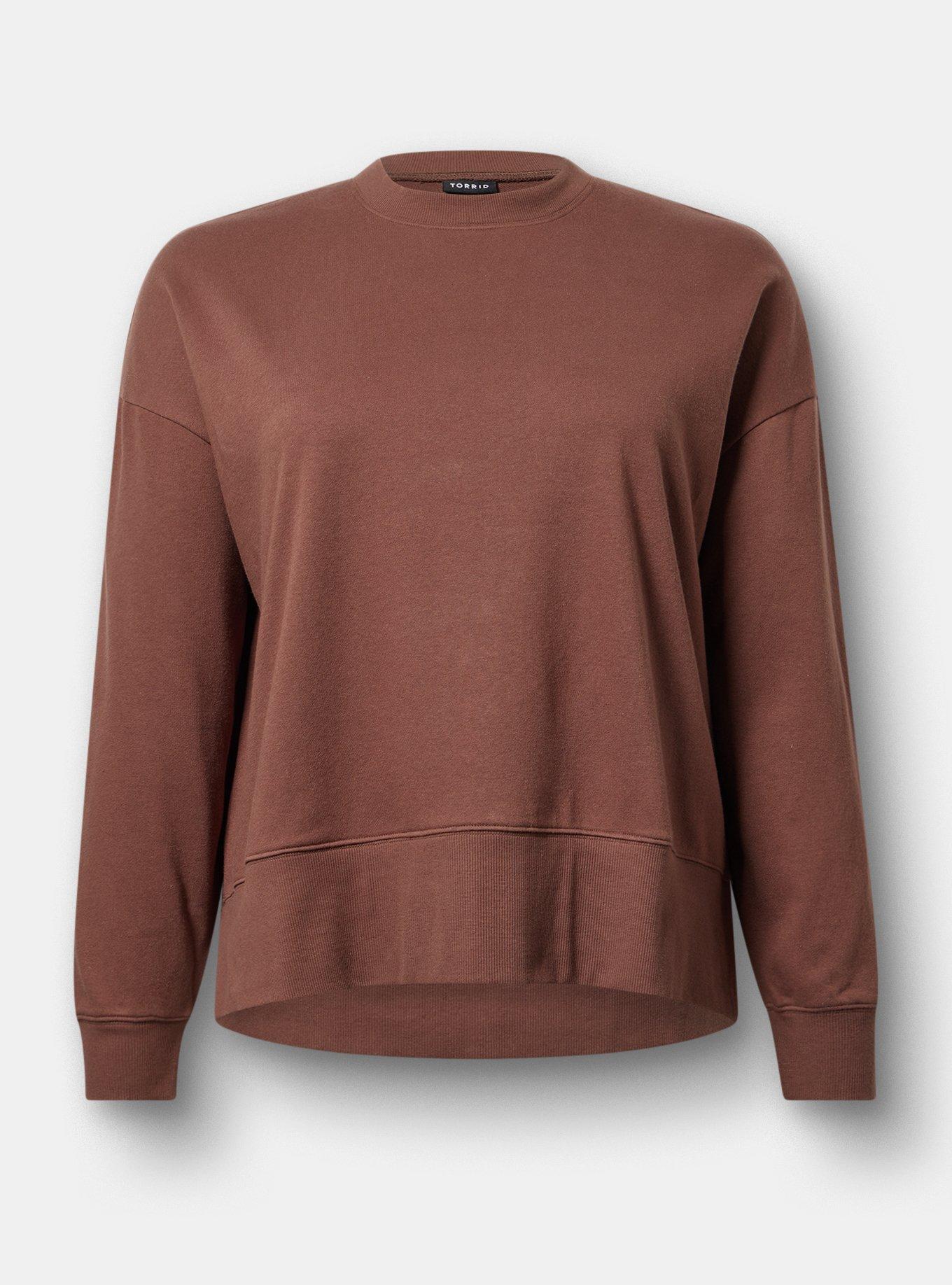 French Terry Drop Shoulder Sweatshirt, CHESTNUT, hi-res