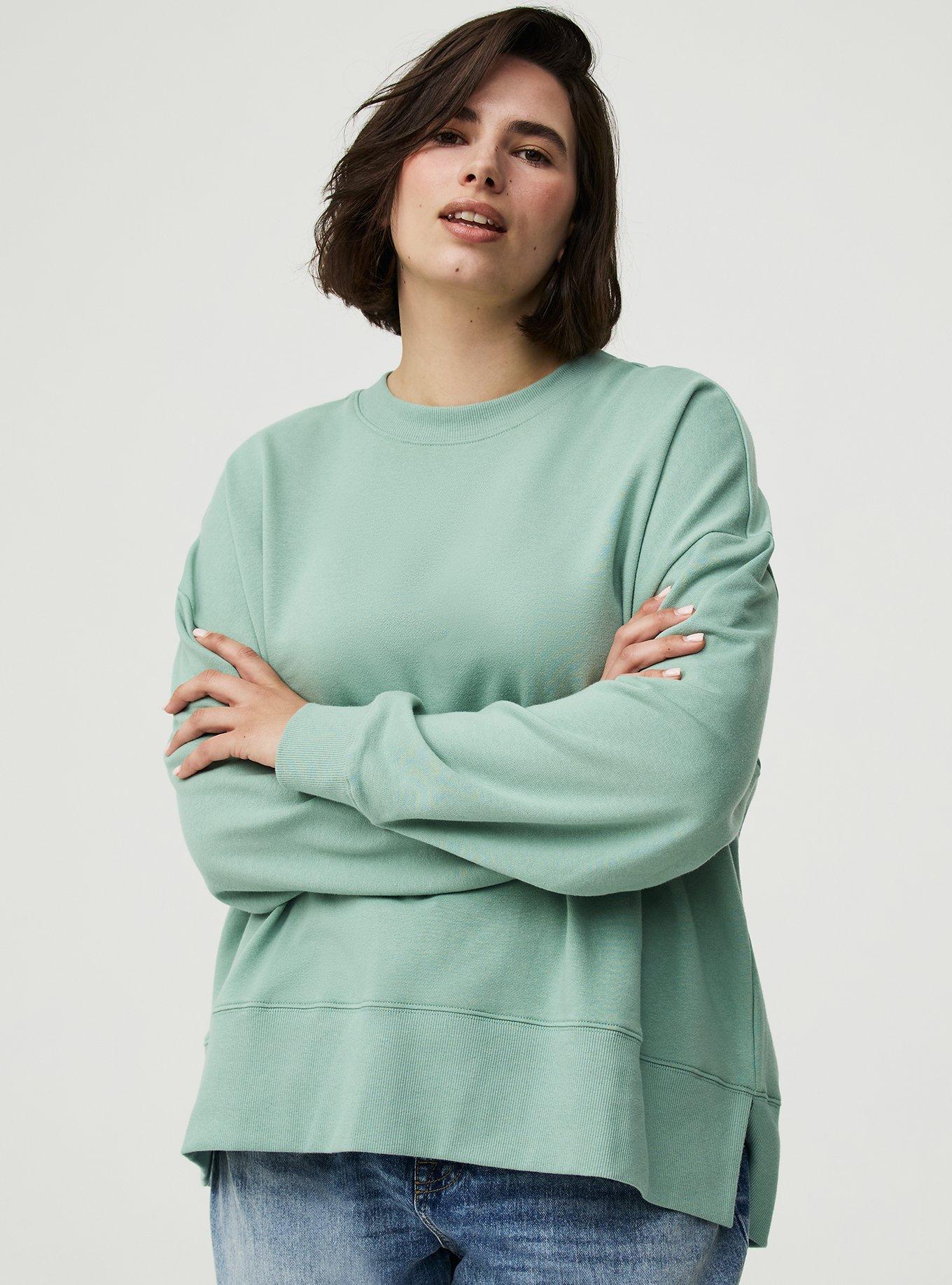 French Terry Drop Shoulder Sweatshirt, GRANITE GREEN, alternate