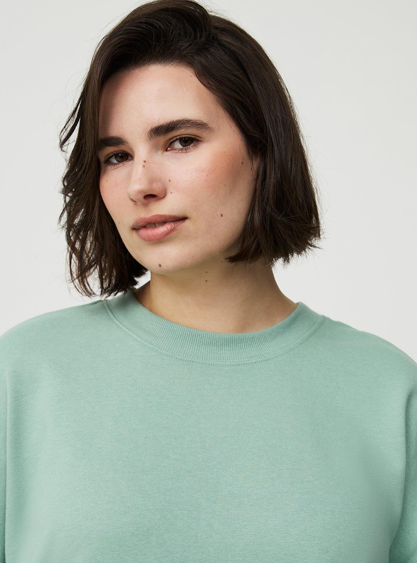 French Terry Drop Shoulder Sweatshirt, GRANITE GREEN, alternate
