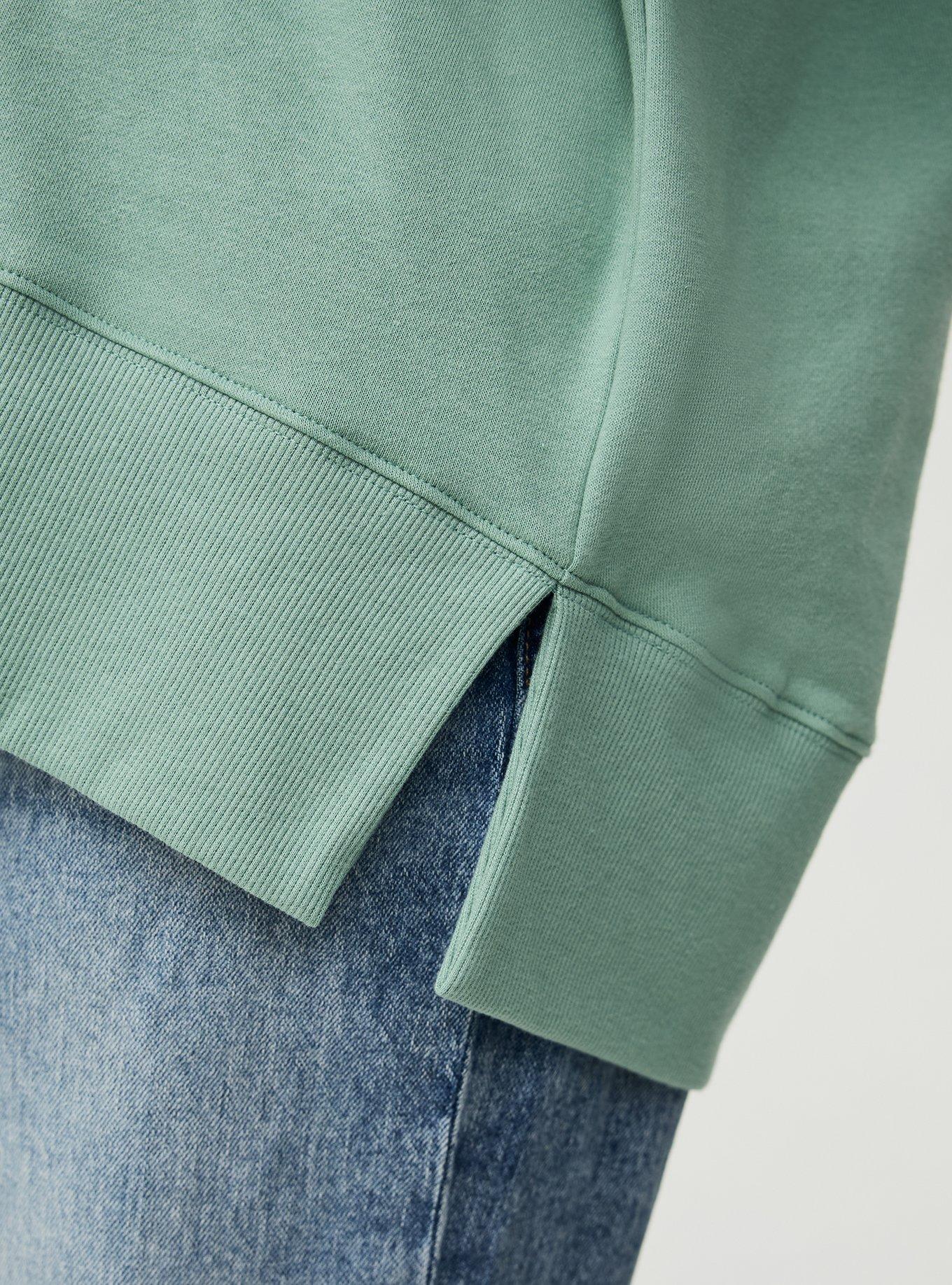 French Terry Drop Shoulder Sweatshirt, GRANITE GREEN, alternate