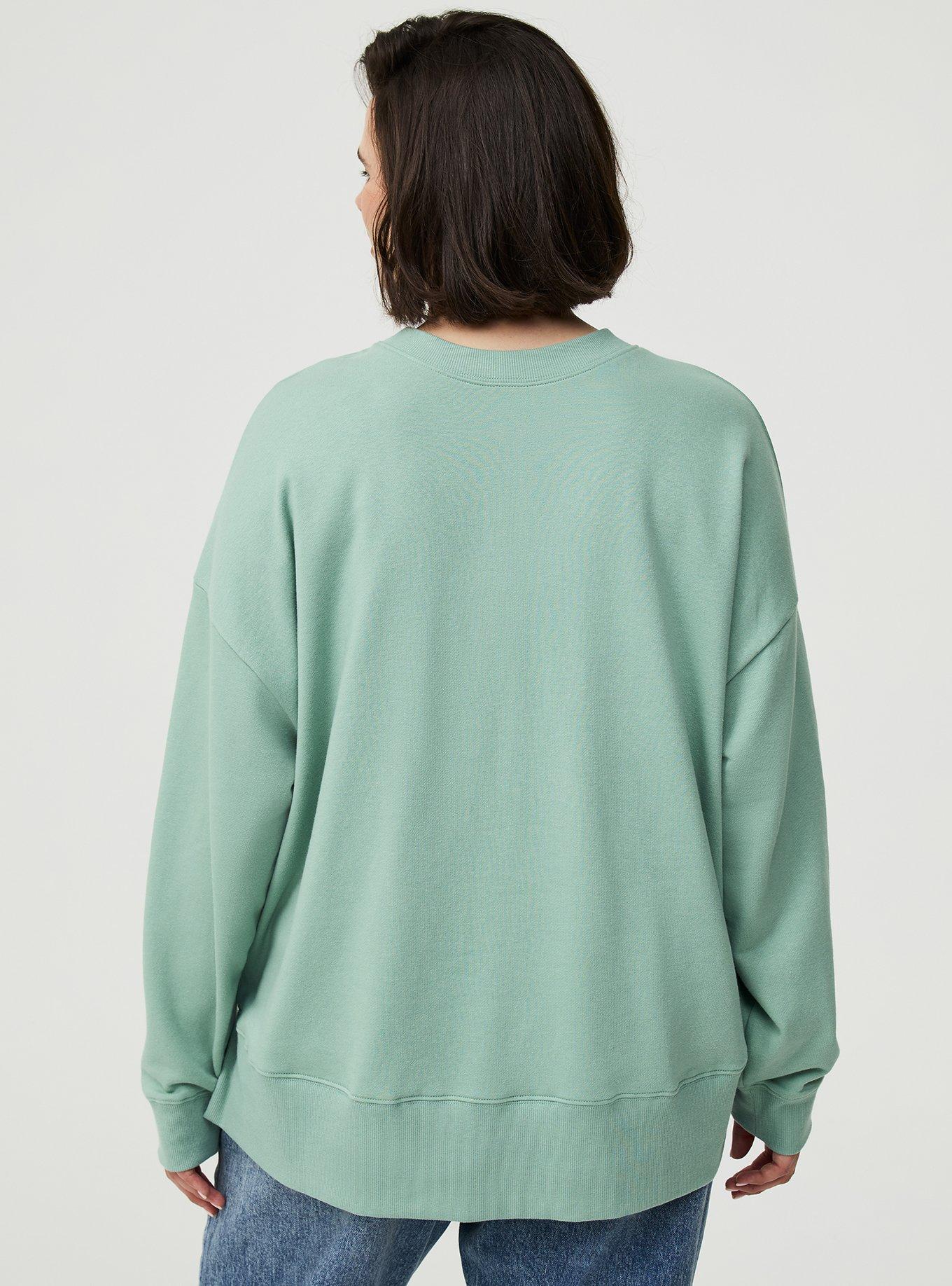 French Terry Drop Shoulder Sweatshirt, GRANITE GREEN, alternate