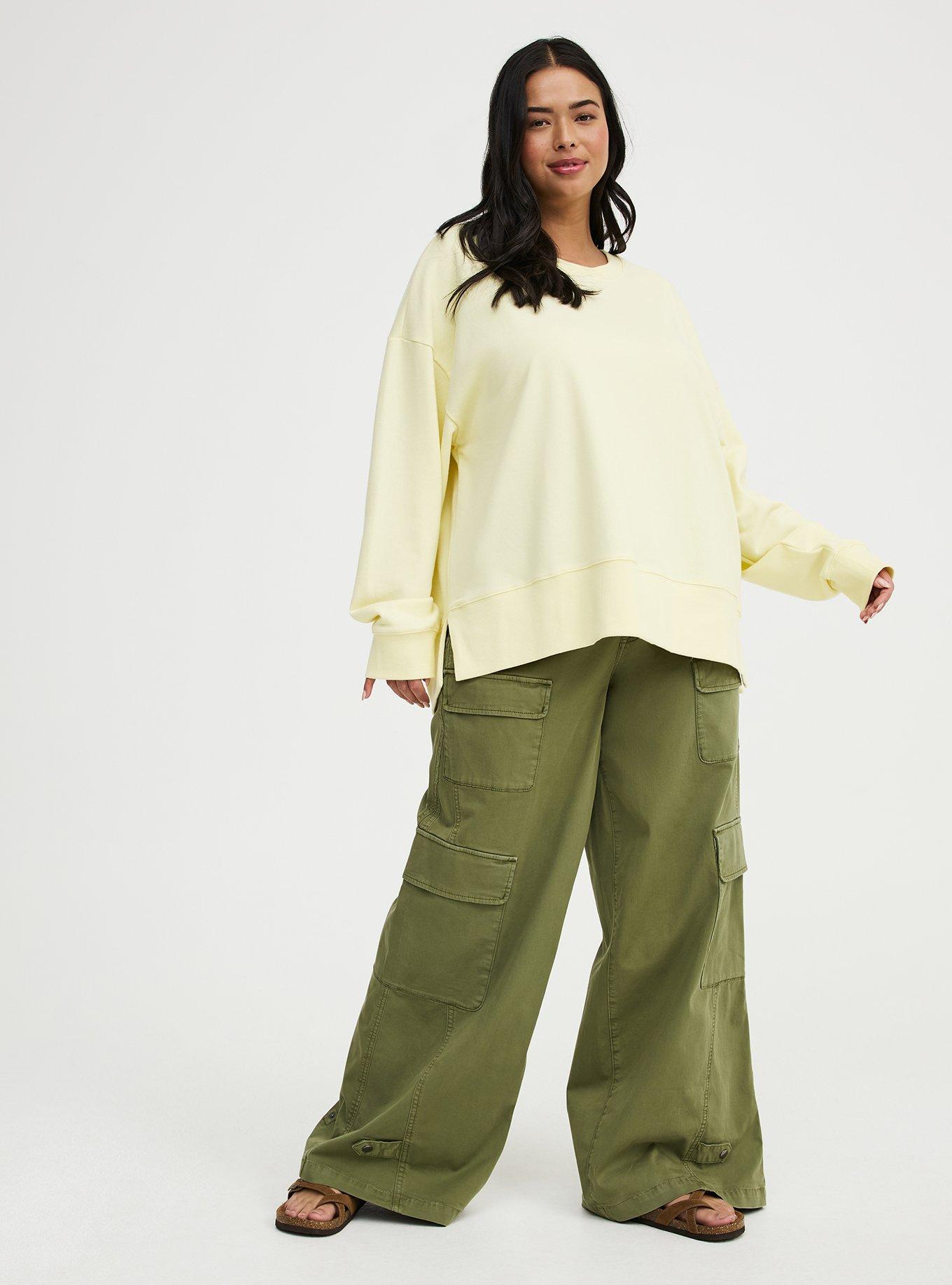 French Terry Drop Shoulder Sweatshirt, PASTEL YELLOW, alternate