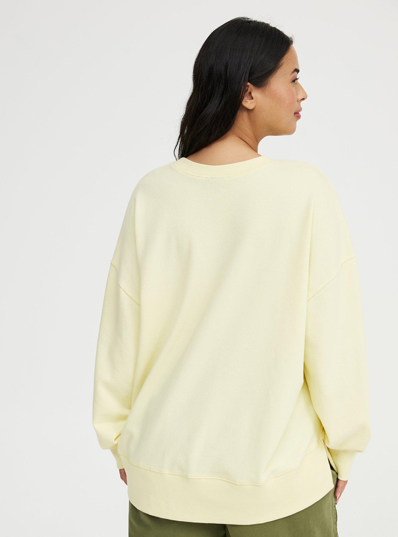 French Terry Drop Shoulder Sweatshirt, PASTEL YELLOW, alternate
