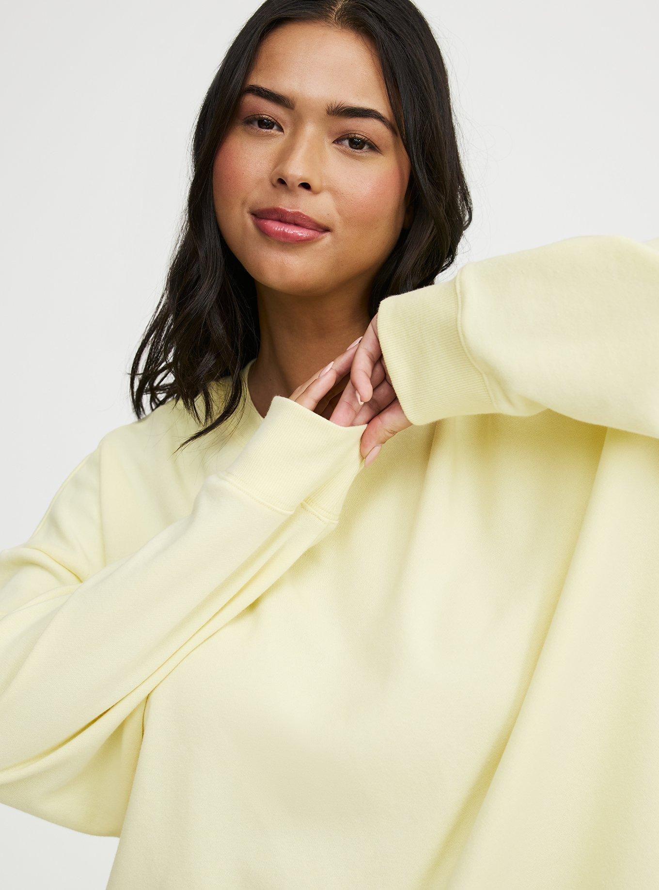 French Terry Drop Shoulder Sweatshirt, PASTEL YELLOW, alternate