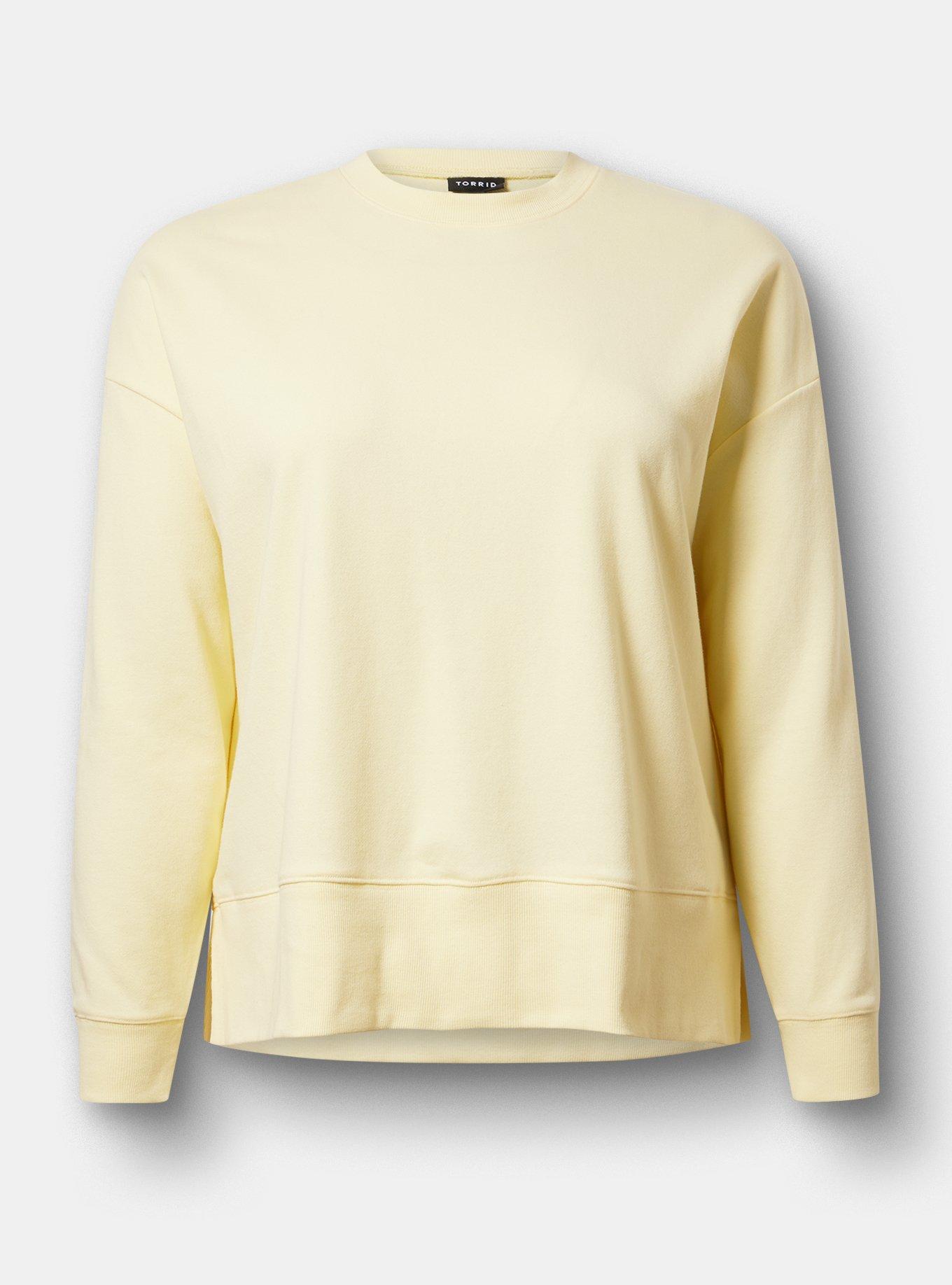 French Terry Drop Shoulder Sweatshirt, PASTEL YELLOW, hi-res
