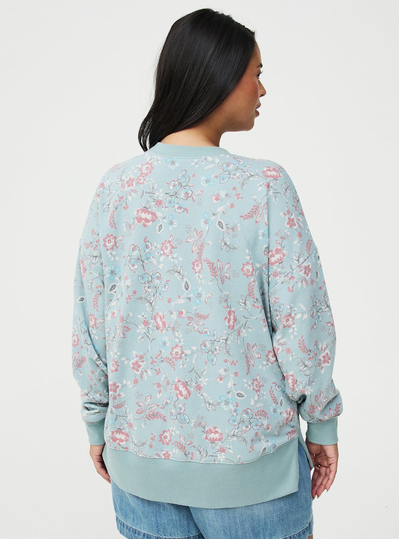 French Terry Drop Shoulder Sweatshirt, TENDER JACOBEAN MINT, alternate