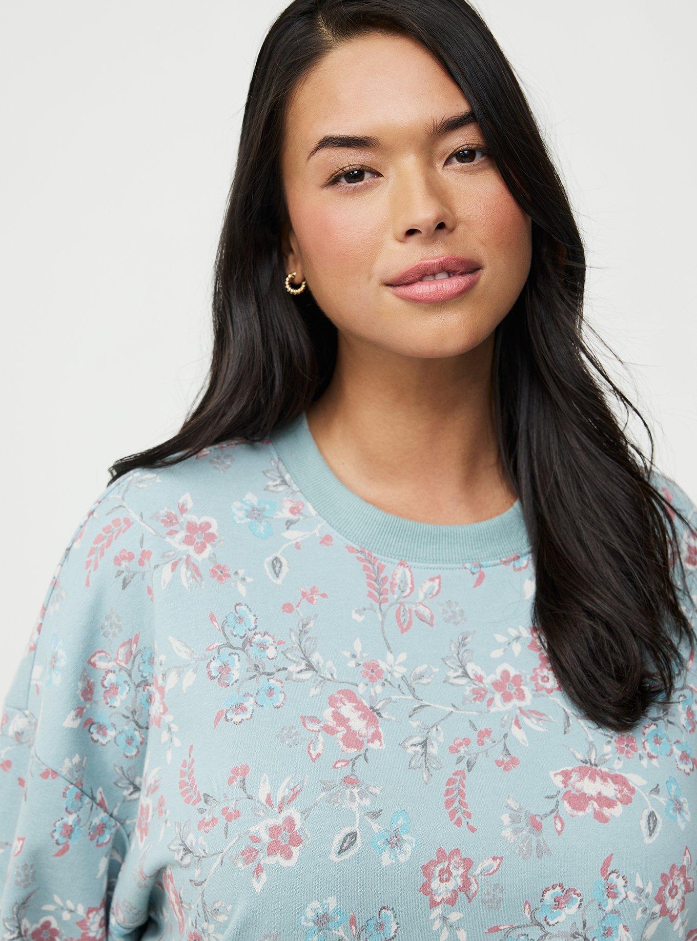 French Terry Drop Shoulder Sweatshirt, TENDER JACOBEAN MINT, alternate