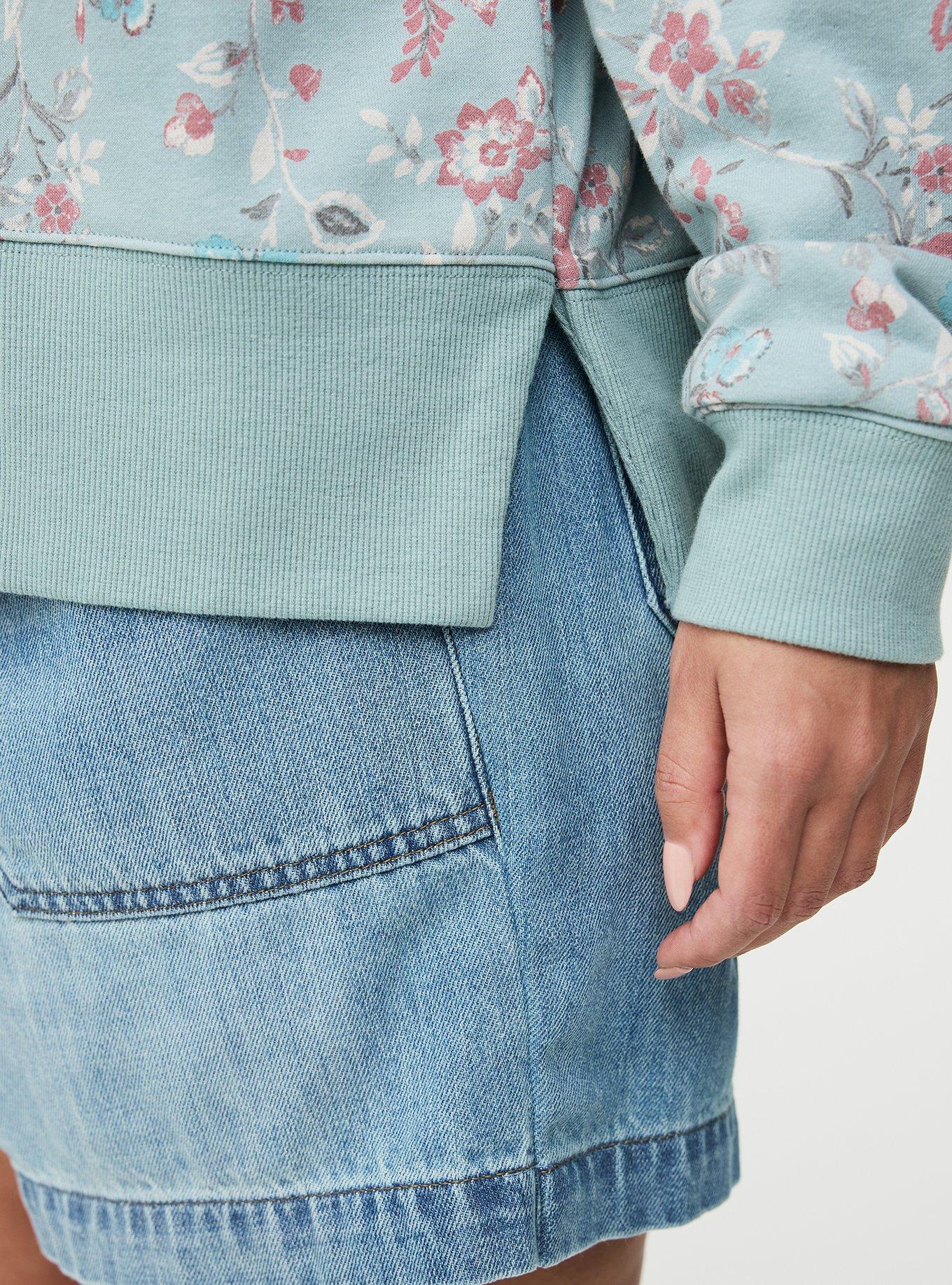 French Terry Drop Shoulder Sweatshirt, TENDER JACOBEAN MINT, alternate