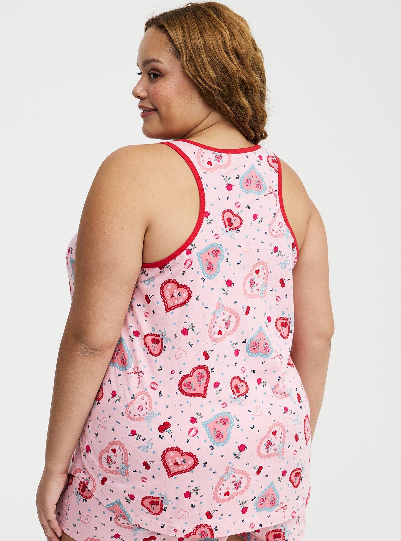Cotton Racerback Sleep Tank, VINTAGE VALENTINES PINK, alternate