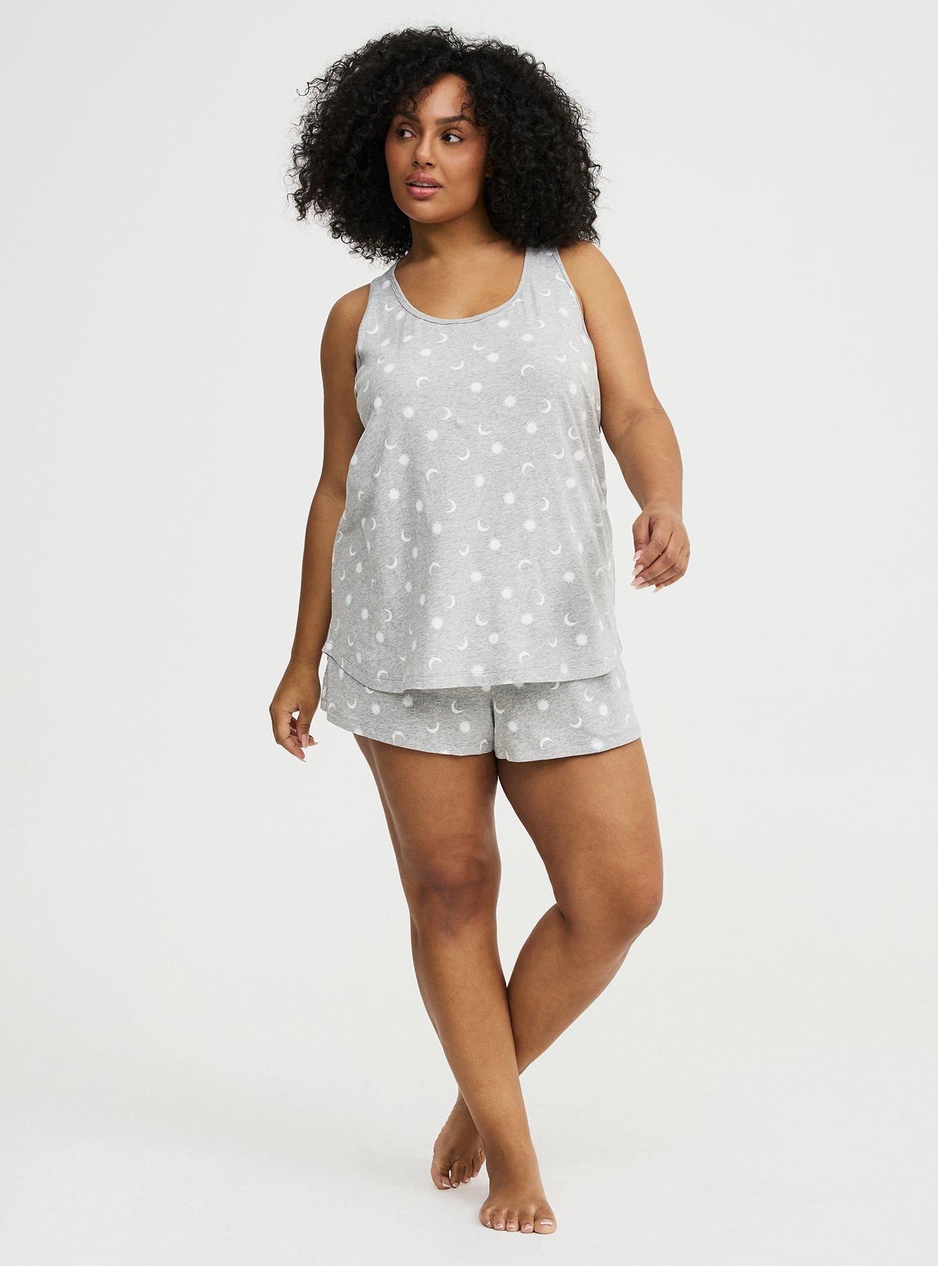 Cotton Racerback Sleep Tank, PICKED STARS HEATHER, alternate
