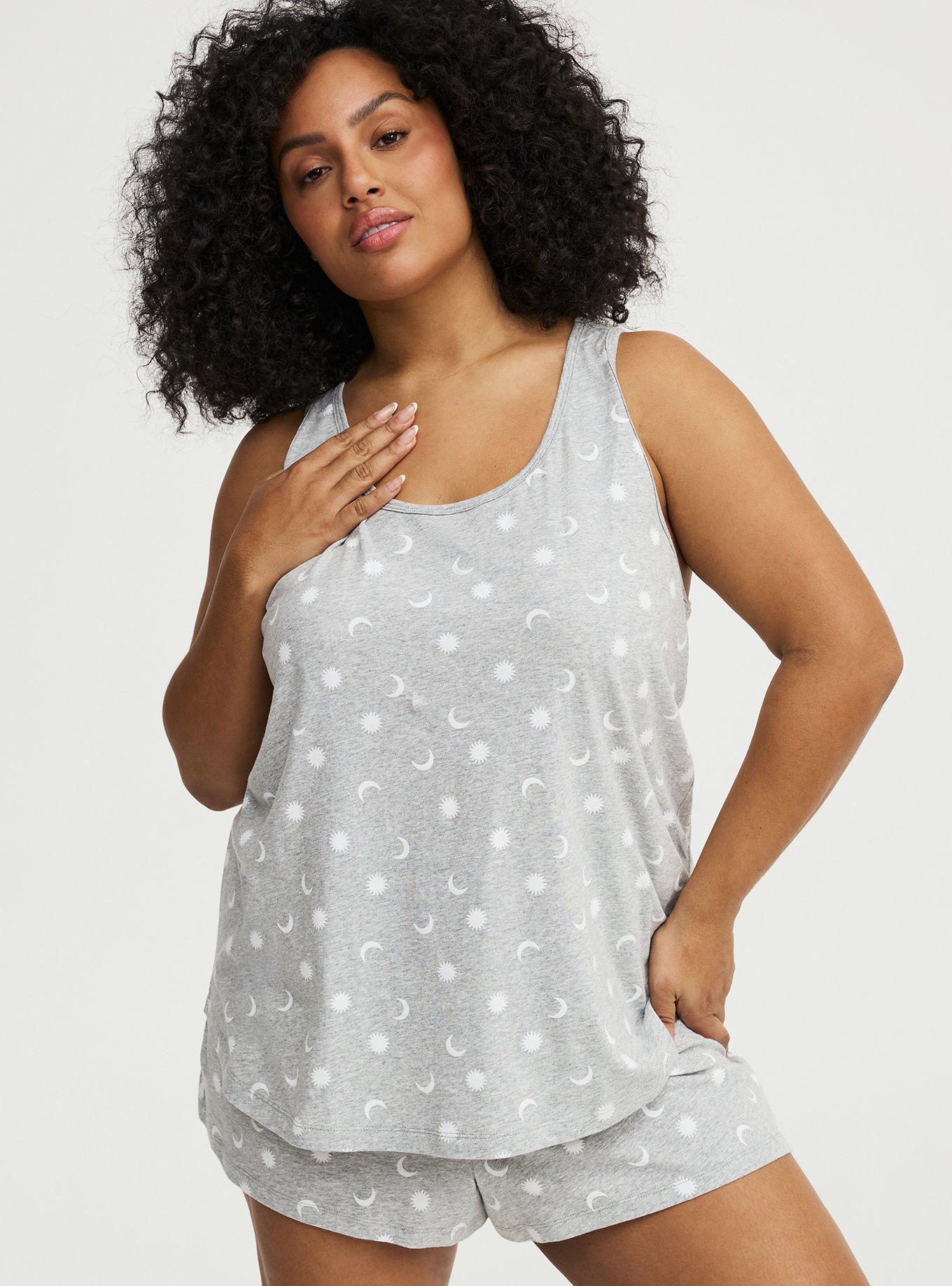Cotton Racerback Sleep Tank, PICKED STARS HEATHER, alternate