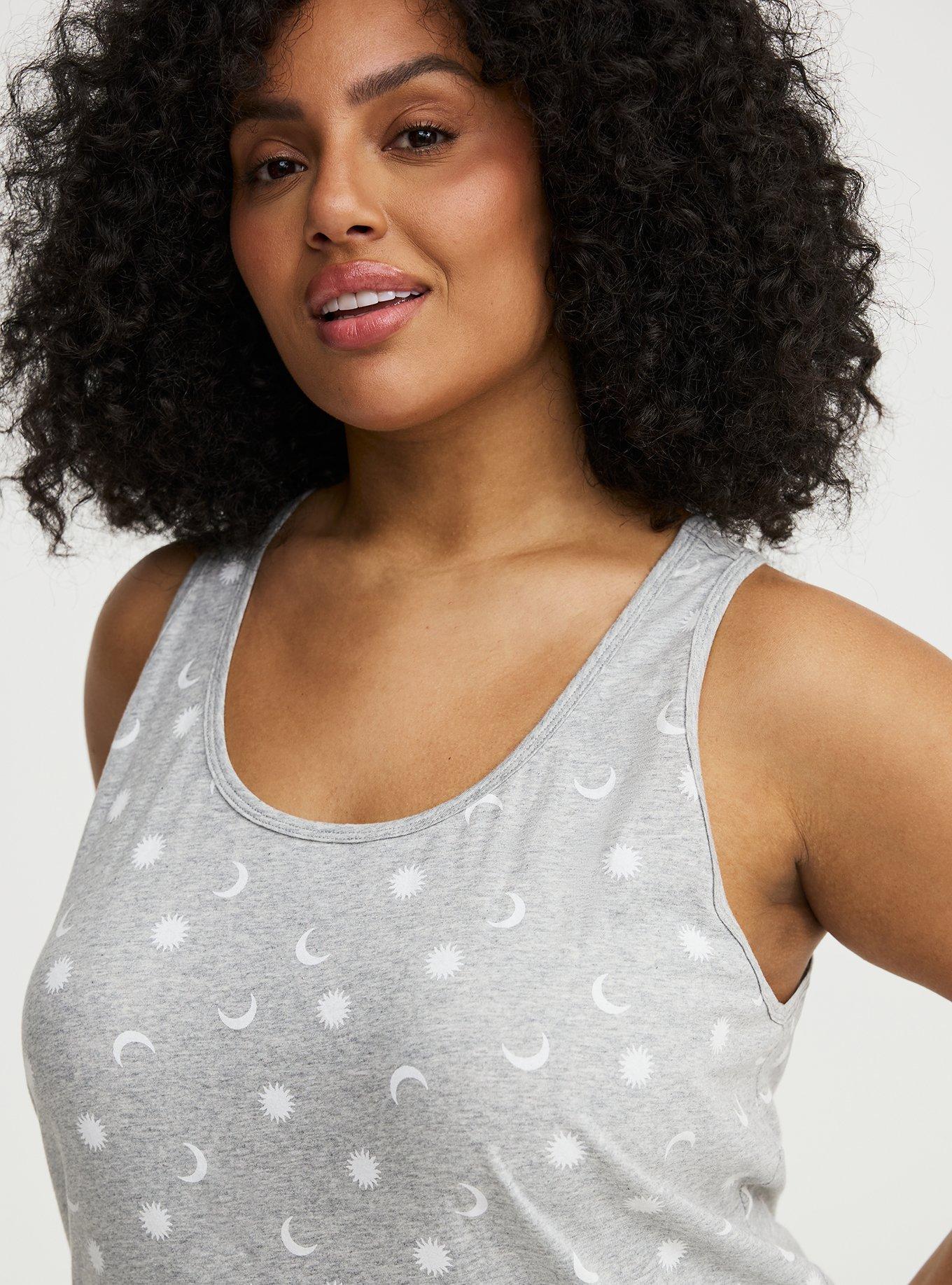 Cotton Racerback Sleep Tank, PICKED STARS HEATHER, alternate