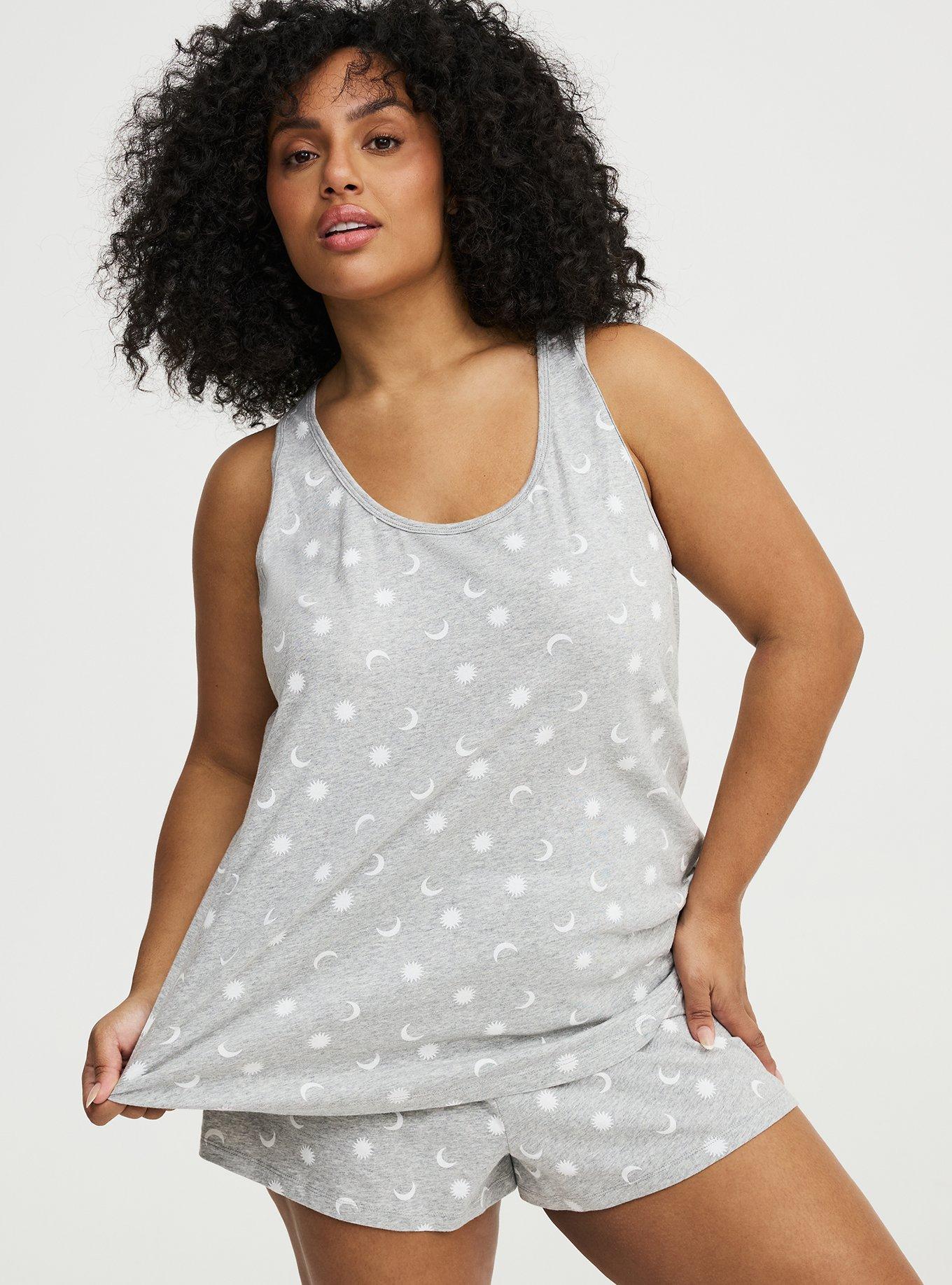 Plus Size Cotton Racerback Sleep Tank, PICKED STARS HEATHER, hi-res