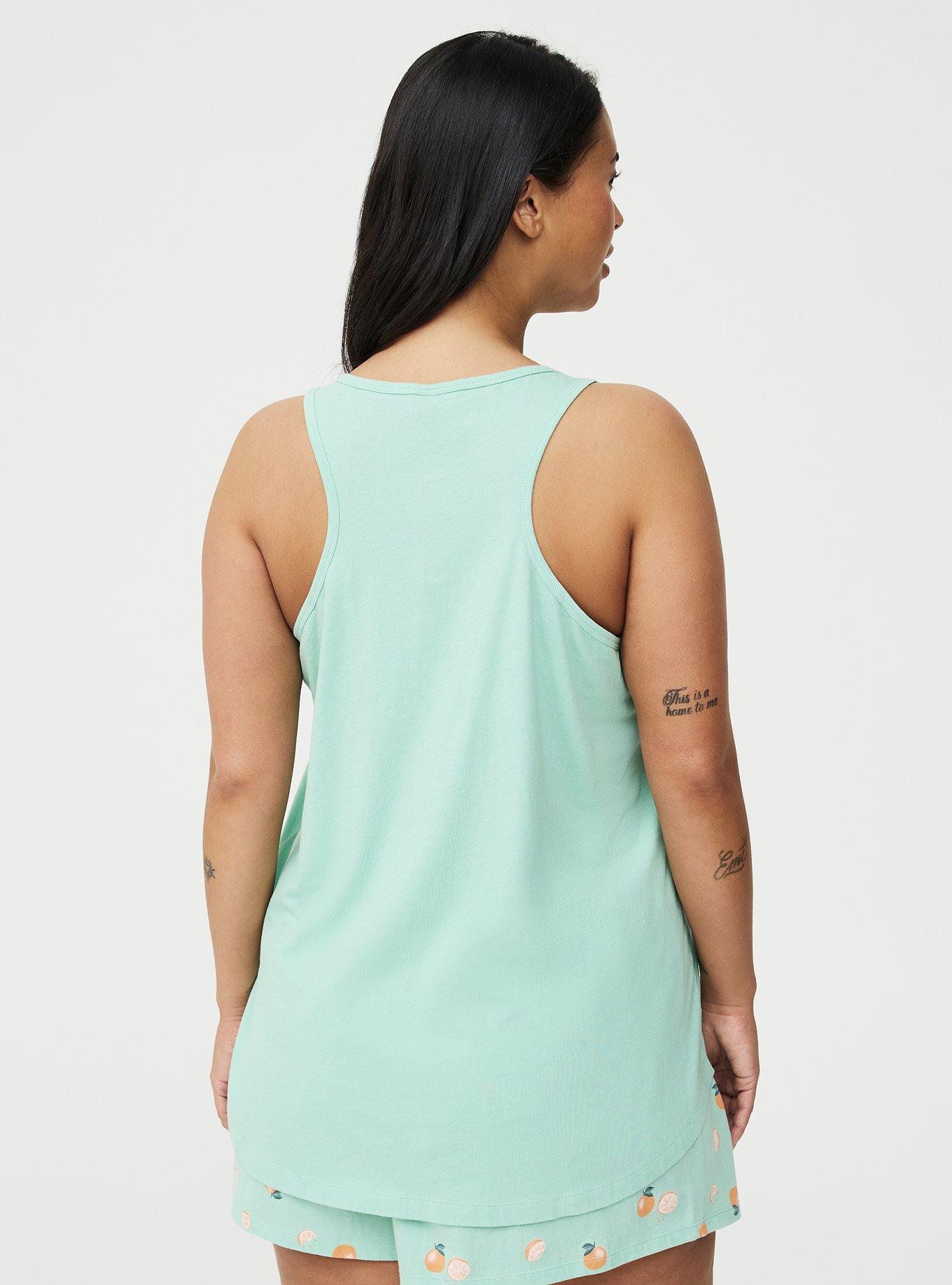 Cotton Racerback Sleep Tank, SQUEEZE ME MINT, alternate