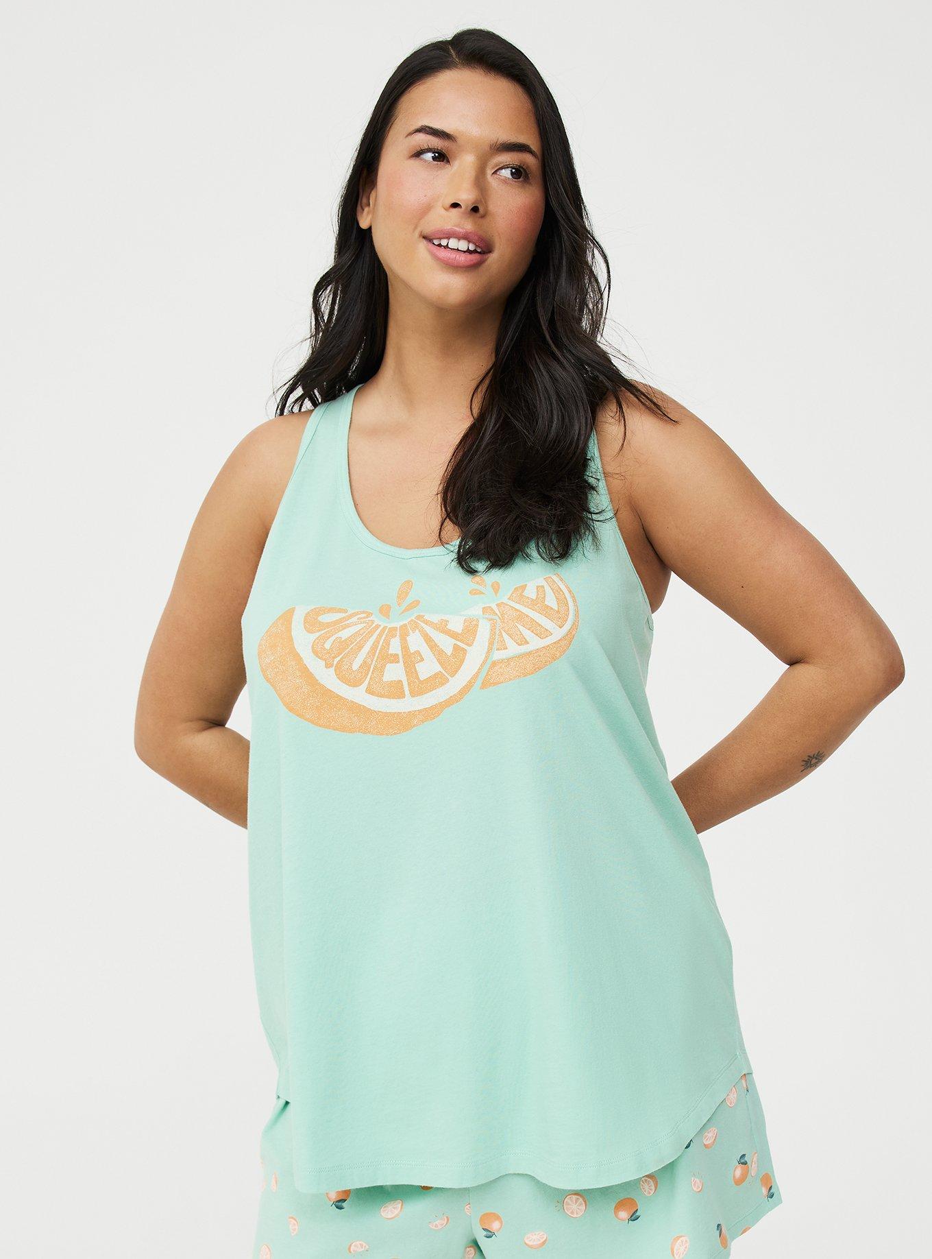 Cotton Racerback Sleep Tank, SQUEEZE ME MINT, hi-res