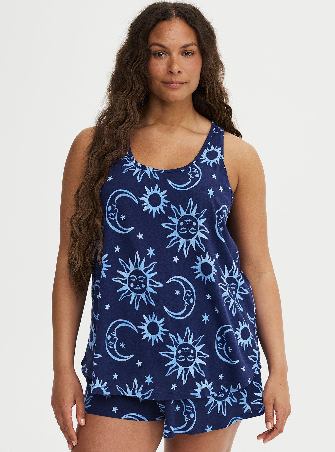 Cotton Racerback Sleep Tank, WASHED CELESTIAL NAVY, hi-res