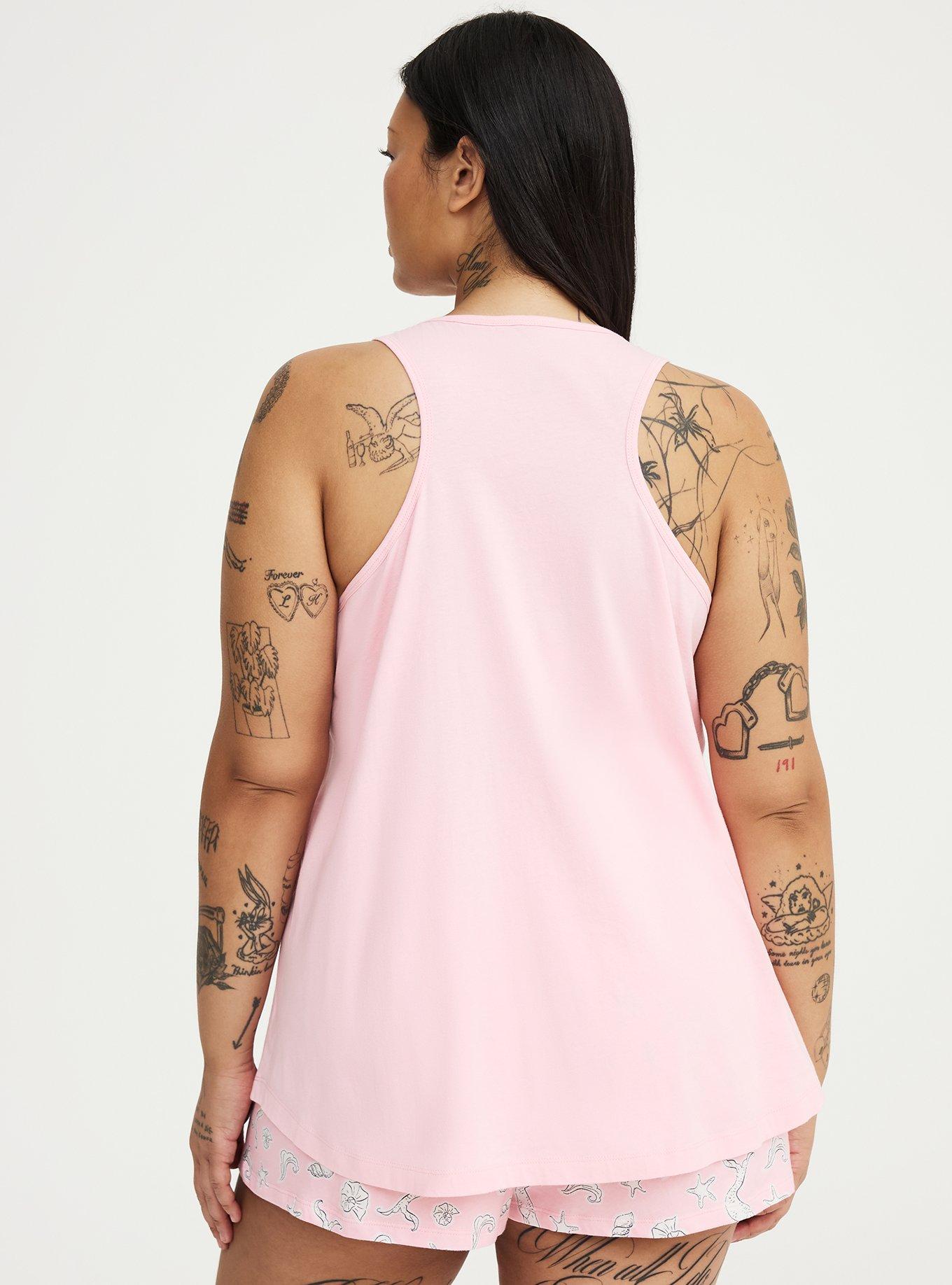 Cotton Racerback Sleep Tank, SHELL YEAH TICKLED PINK, alternate