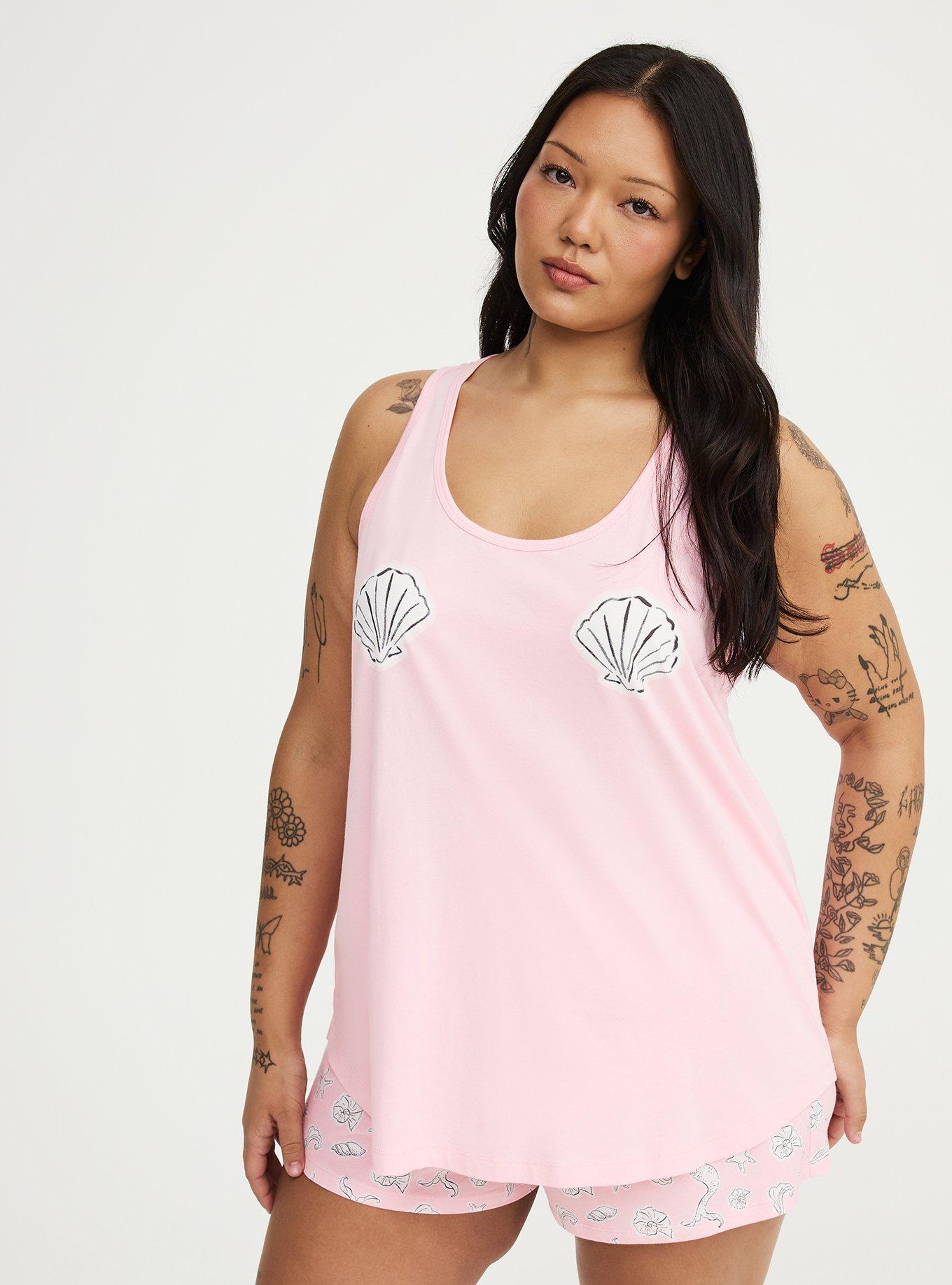 Cotton Racerback Sleep Tank, SHELL YEAH TICKLED PINK, hi-res