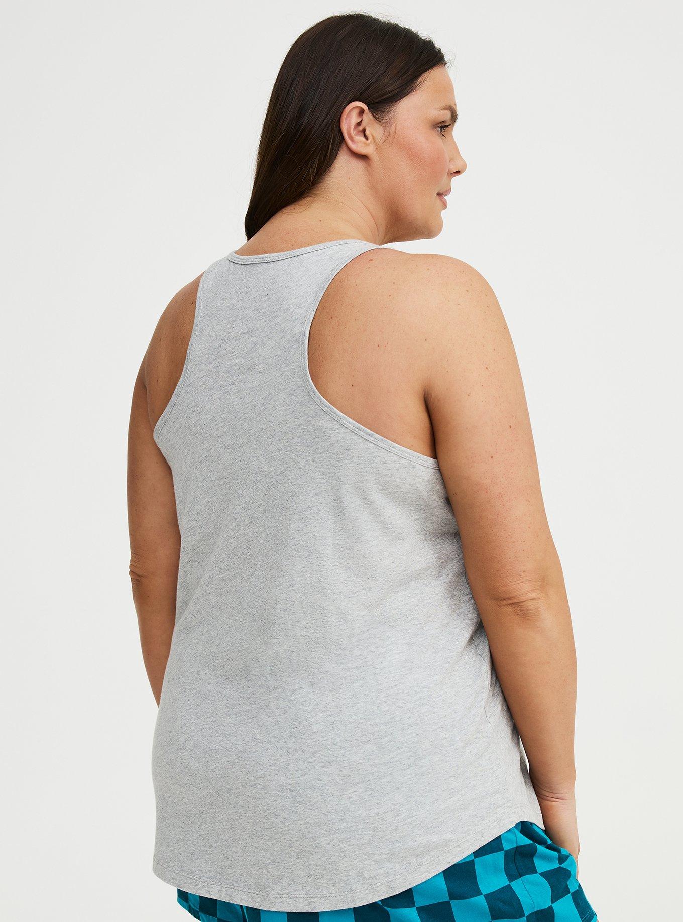 Cotton Racerback Sleep Tank, SLUMBER VIBES LIGHTEST HEATHER GREY, alternate