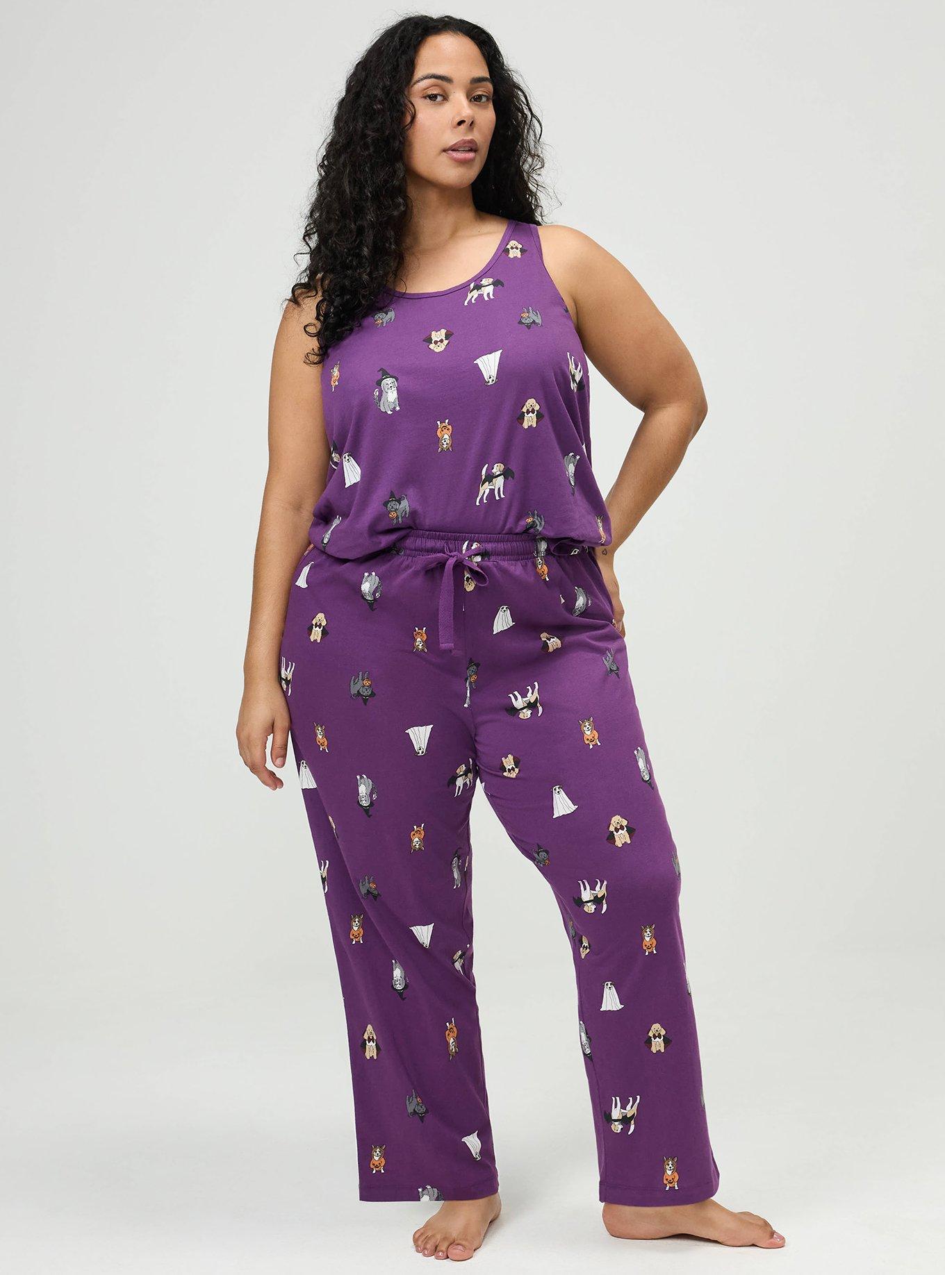 Cotton Racerback Sleep Tank, COSTUME PUPS PURPLE, alternate