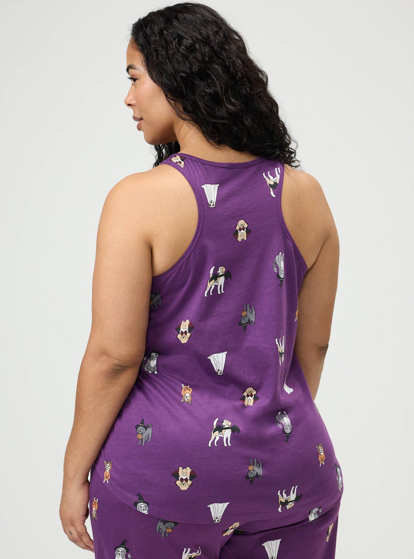 Cotton Racerback Sleep Tank, COSTUME PUPS PURPLE, alternate