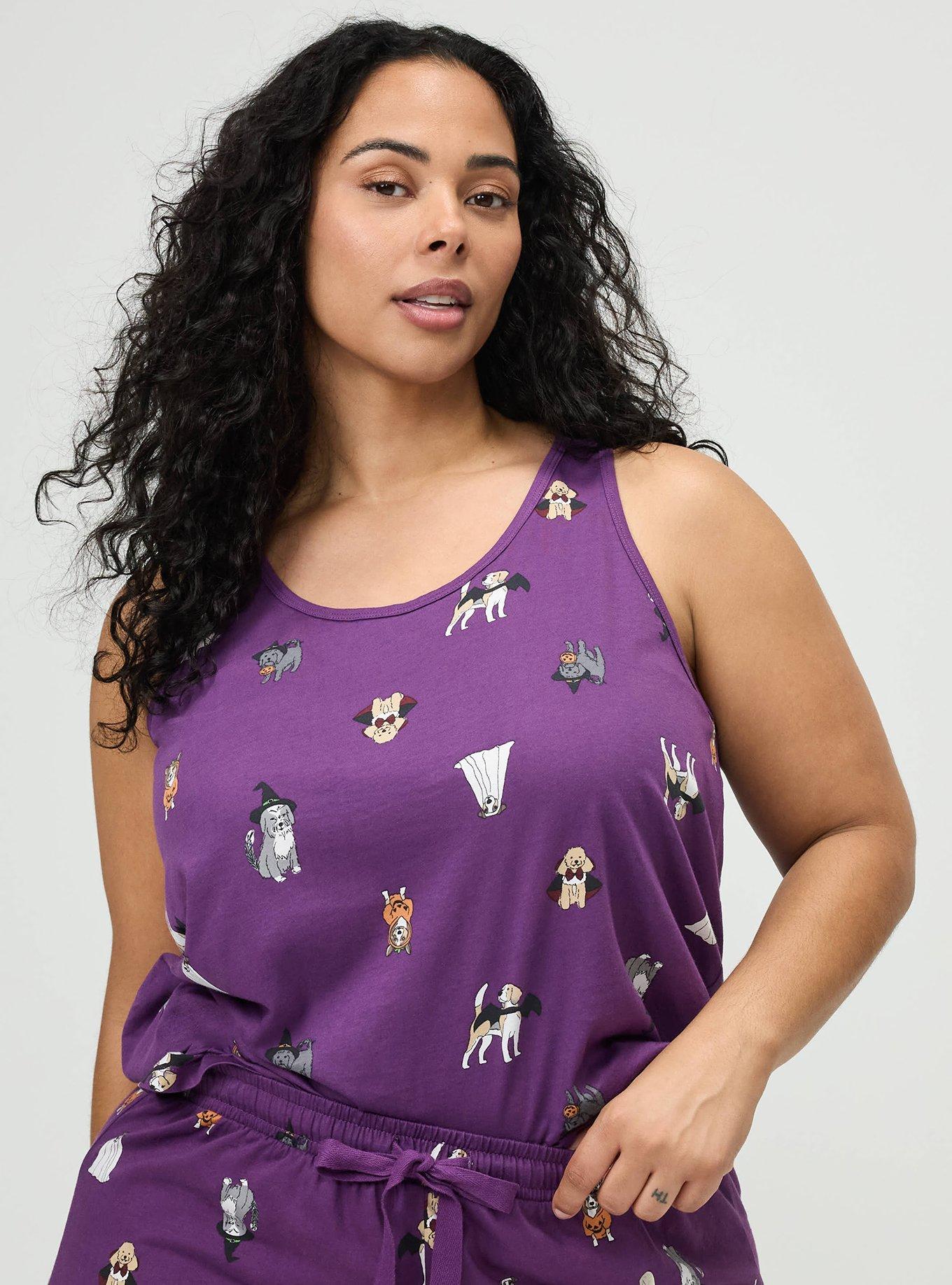 Cotton Racerback Sleep Tank, COSTUME PUPS PURPLE, hi-res