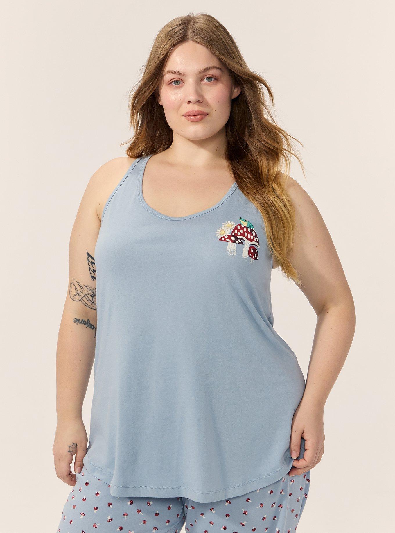 Cotton Racerback Sleep Tank, FROGGY MUSHROOM, hi-res