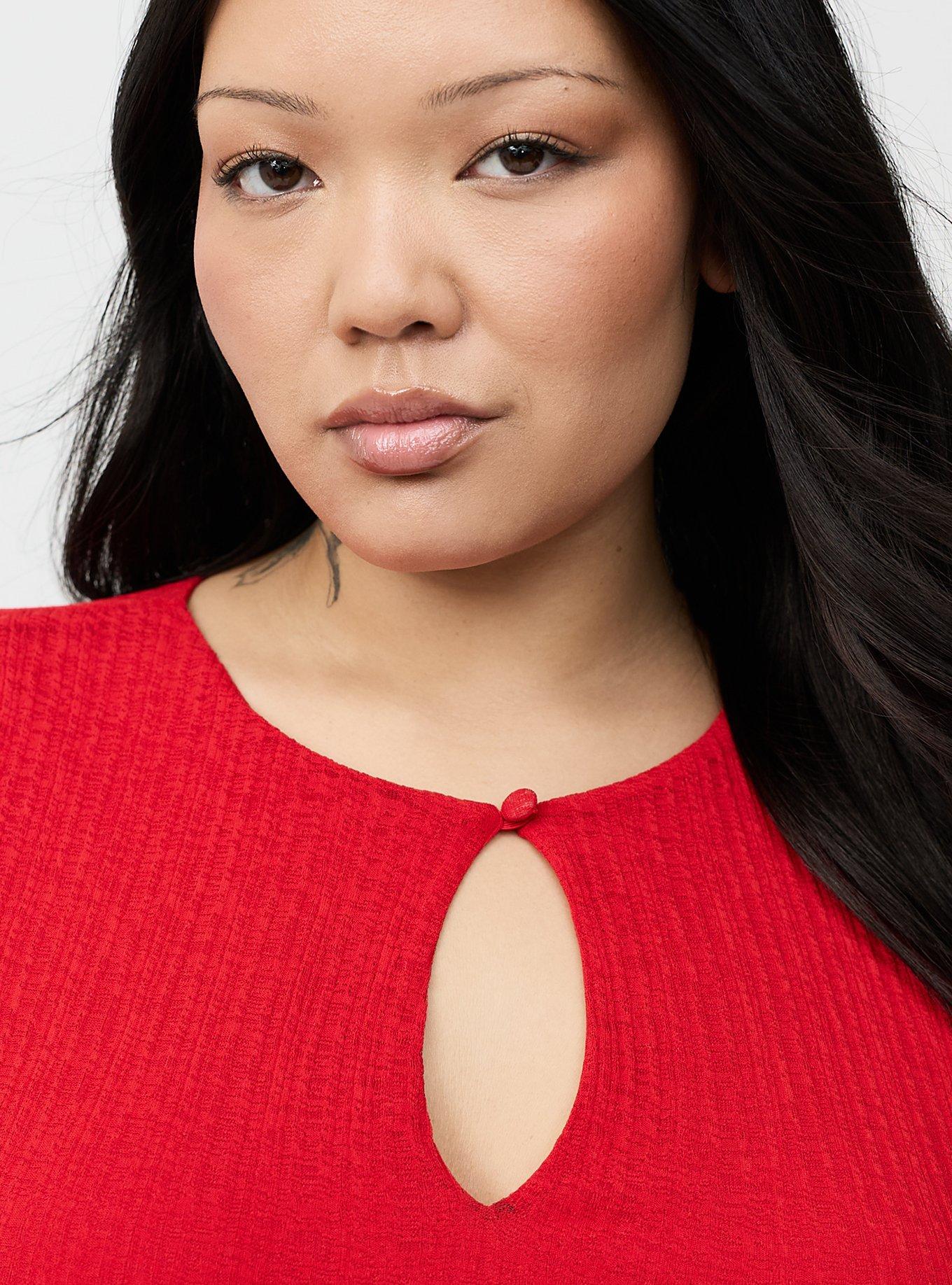 Tiered Keyhole Mini Dress, URBAN RED, alternate