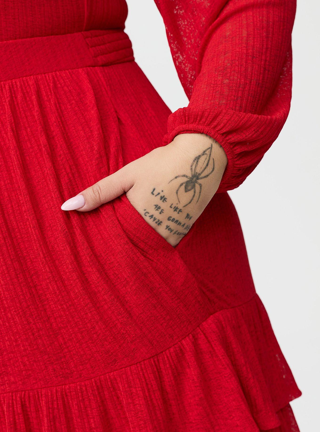 Tiered Keyhole Mini Dress, URBAN RED, alternate