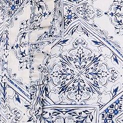 Belle Isle Ruffle Neck Puff Sleeve Top, SANTORINI TILES IVORY, swatch