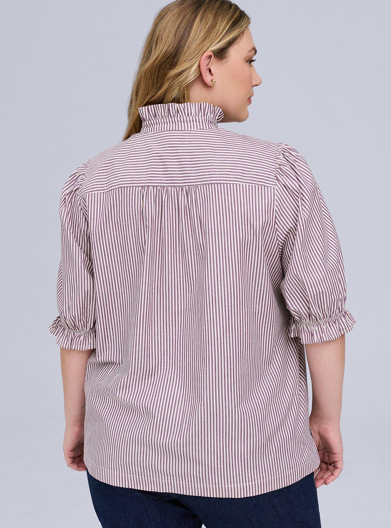Belle Isle Ruffle Neck Puff Sleeve Top, BELLE WINTER BLOOM WHITE STRIPE, alternate