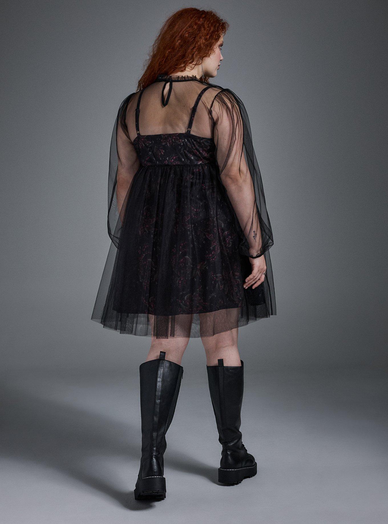 Nightfall Bubble Sleeve Mini Dress, NIGHTSHADE FLORAL BLACK, alternate