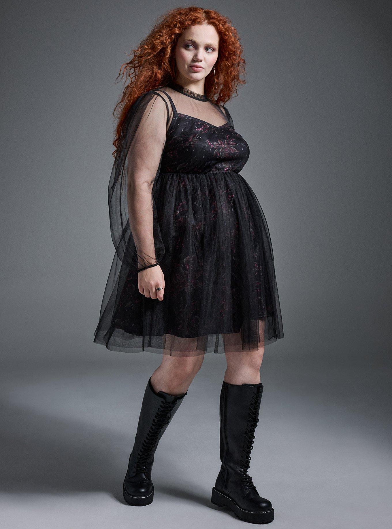 Nightfall Bubble Sleeve Mini Dress, NIGHTSHADE FLORAL BLACK, alternate