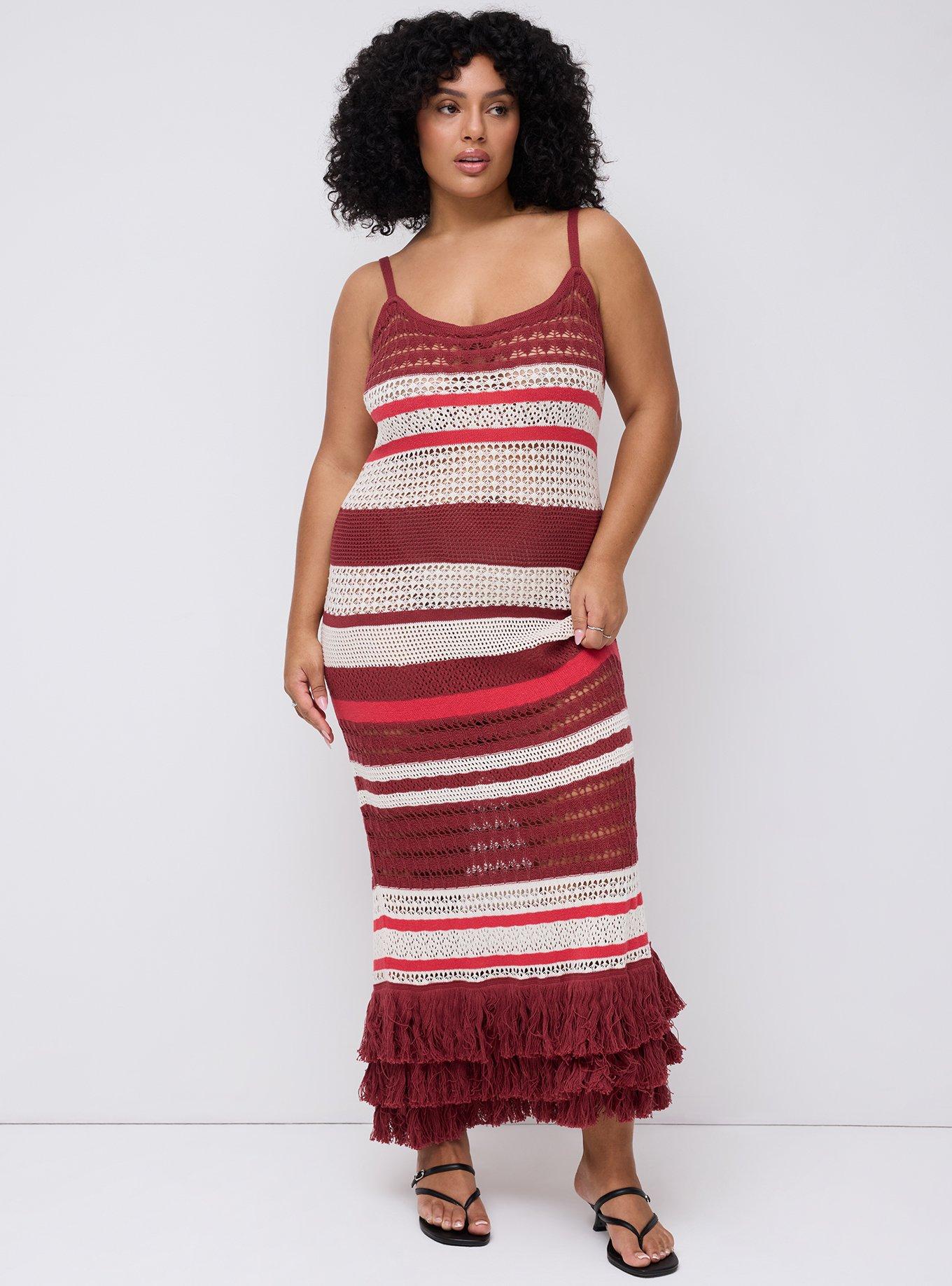 Studio Fringe Knit Maxi Dress